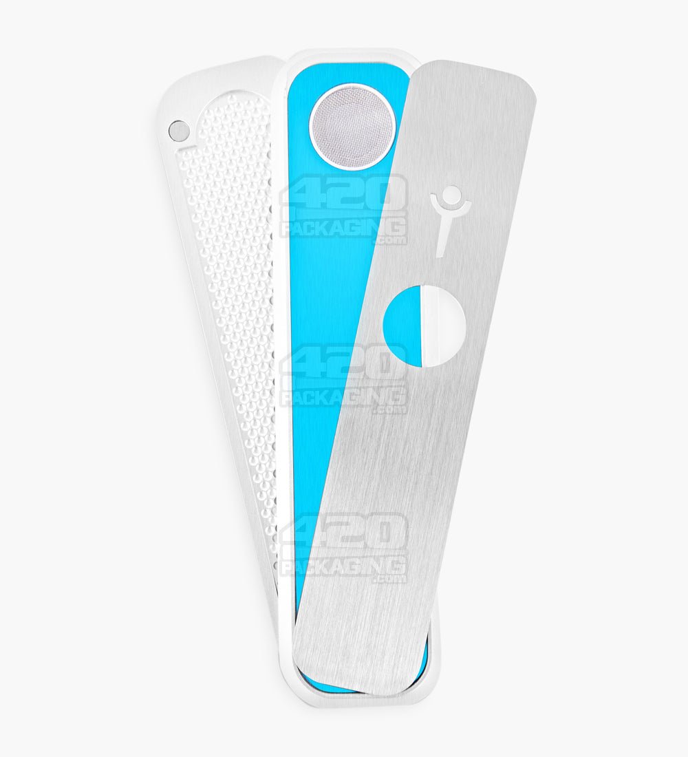 Genius Pipe Ocean Harvest Magnetic Slider Pipe | 6in Long - Metal - Silver & Blue - 1