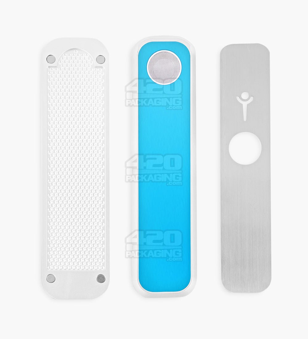 Genius Pipe Ocean Harvest Magnetic Slider Pipe | 6in Long - Metal - Silver & Blue - 2