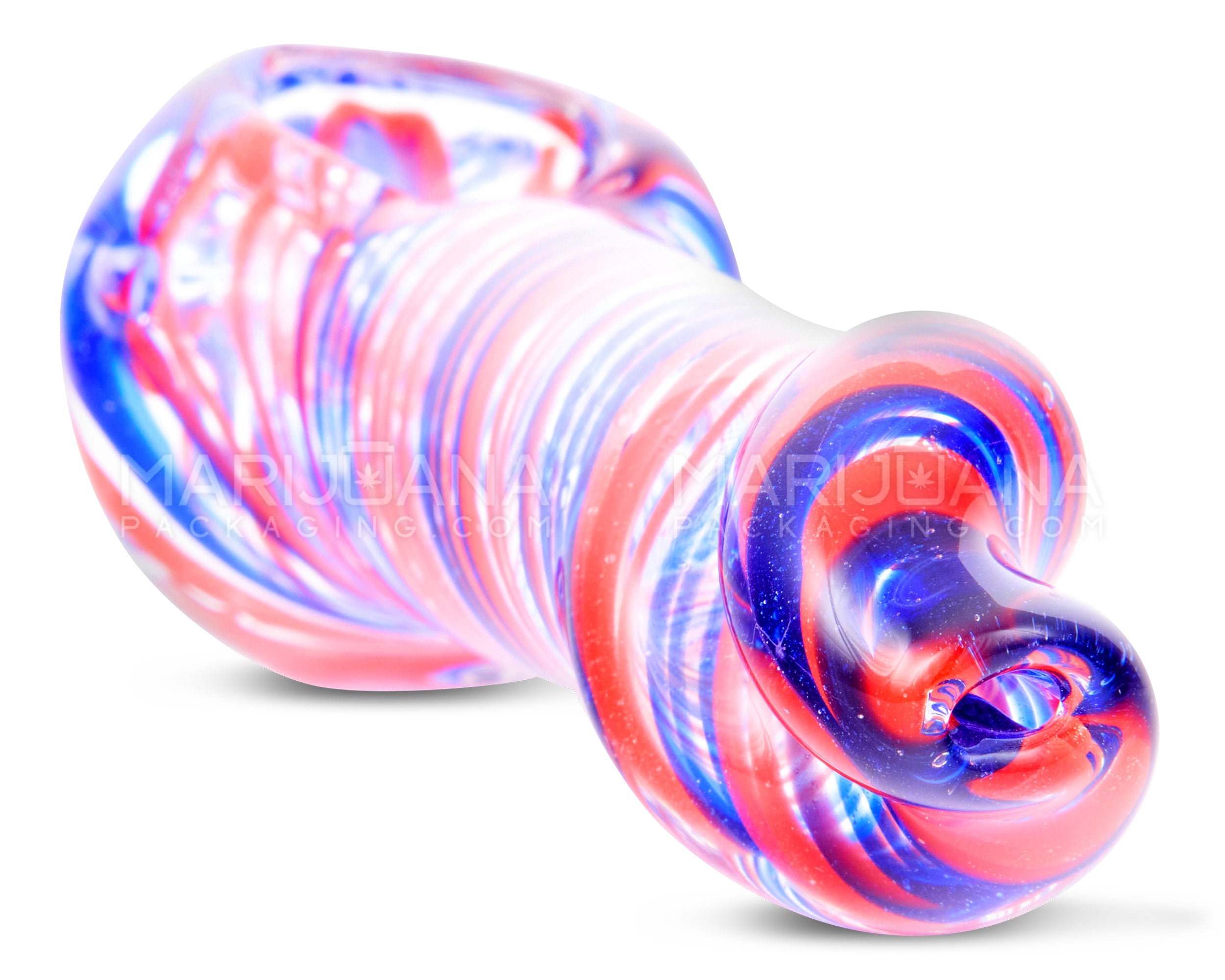Variety Mouthpiece Spiral Spoon Hand Pipe w/ Ribboning | 4.5in Long - Glass - Assorted - 5