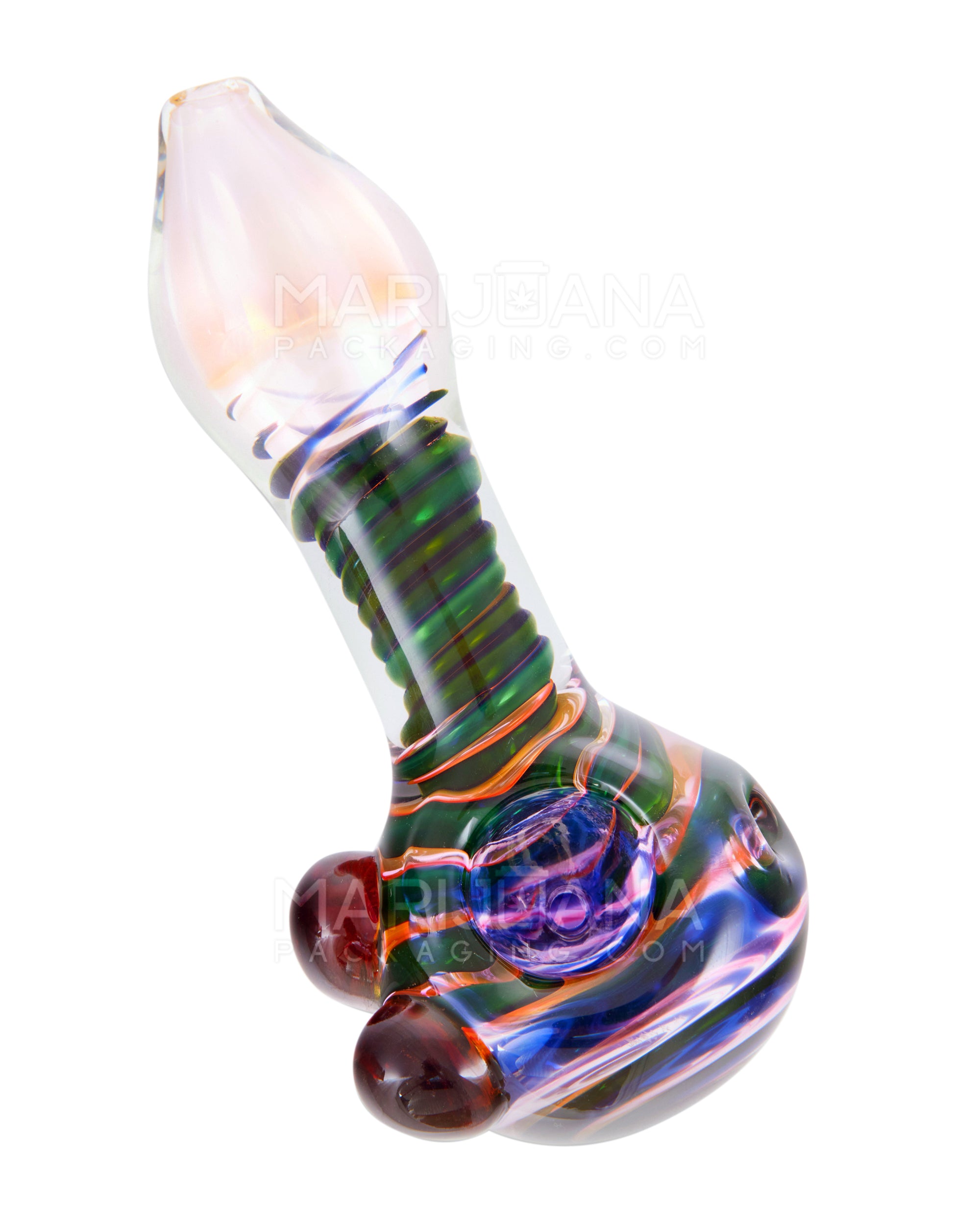 Spiral & Multi Fumed Spoon Hand Pipe | 5in Long - Glass - Assorted - 1