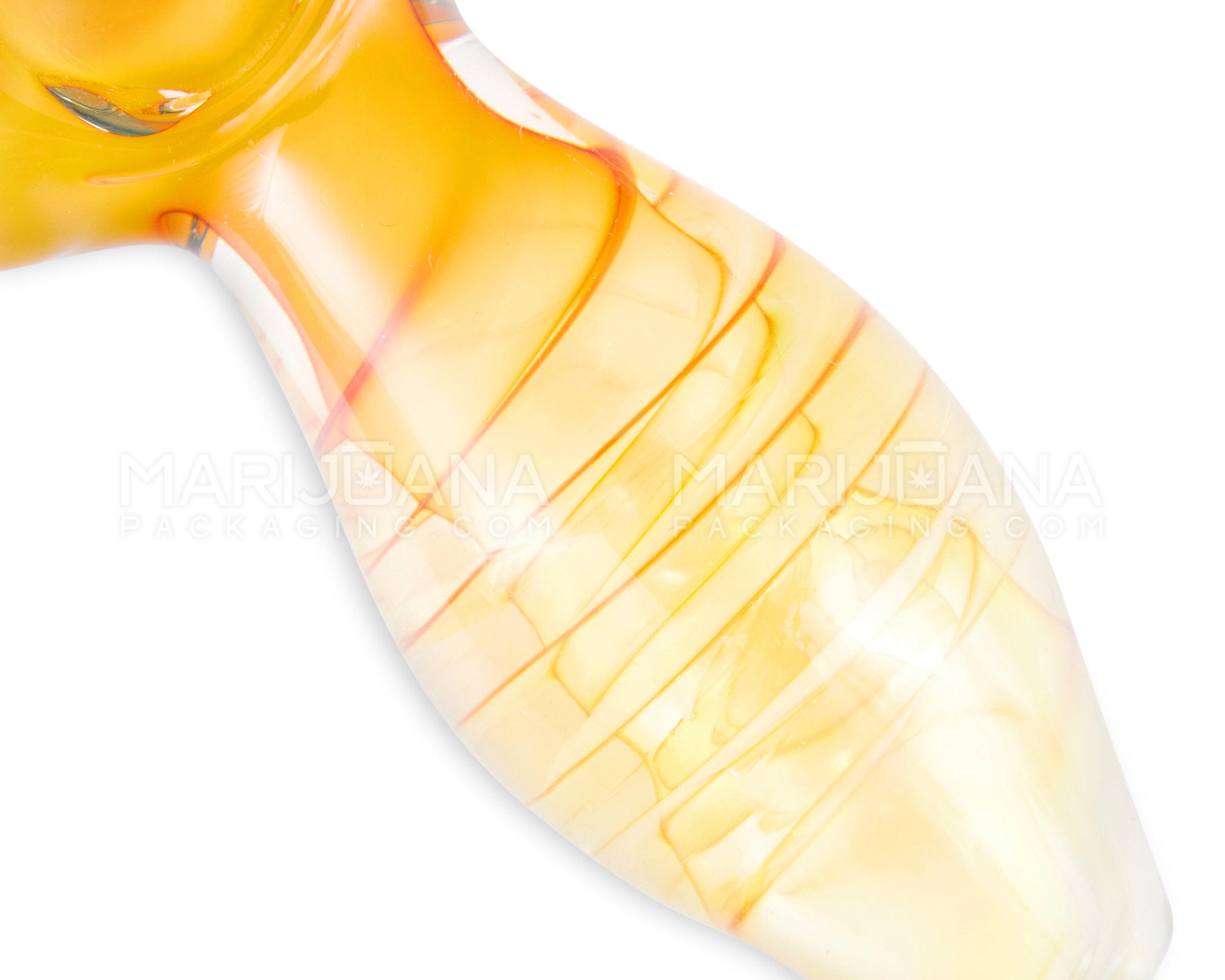Spiral & Gold Fumed Spoon Hand Pipe w/ Triple Knockers & Colored Head | 4.5in Long - Glass - Assorted - 3