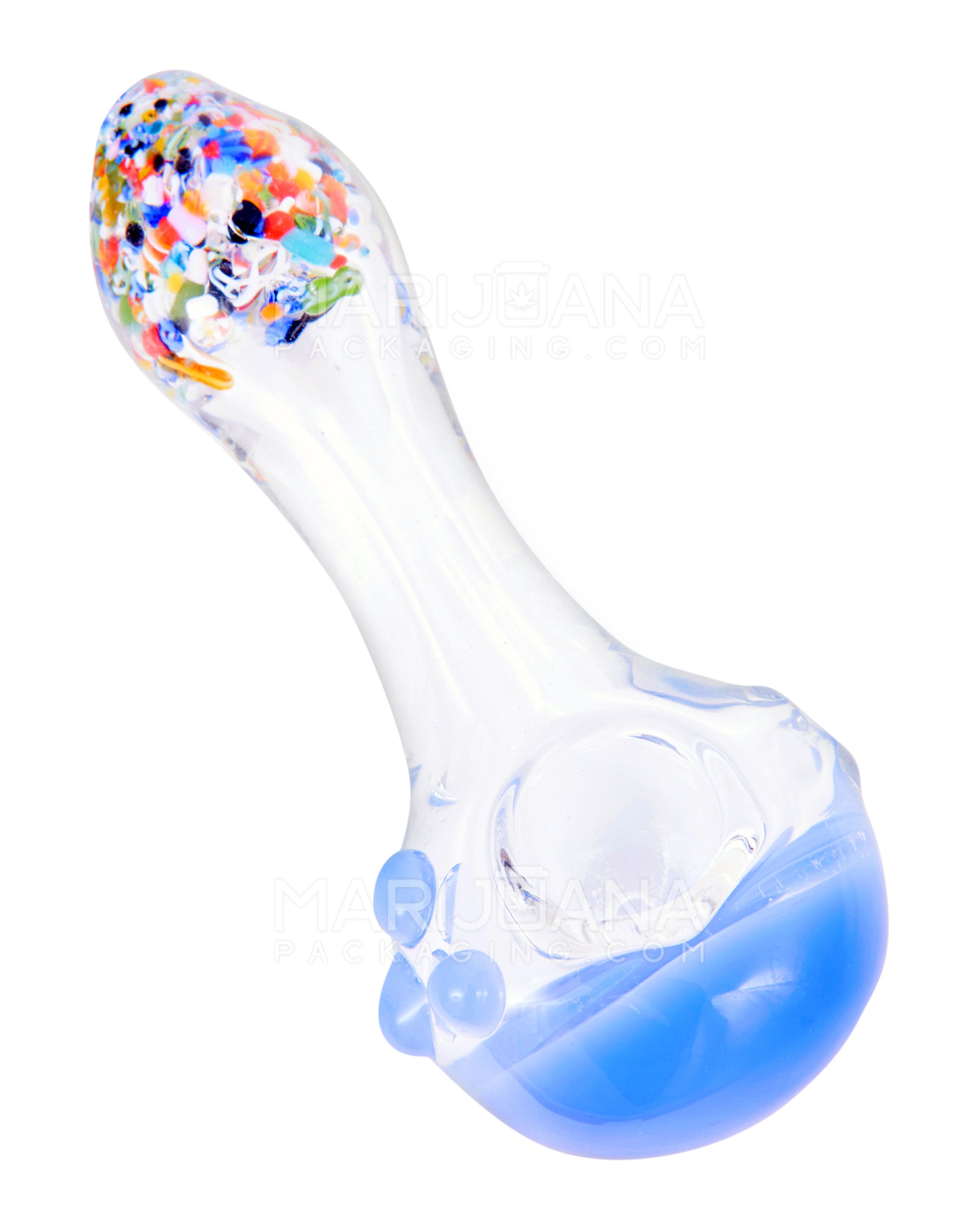 Fritted Mouthpiece Spoon Hand Pipe w/ Colored Head | 5in Long - Glass - Assorted - 1