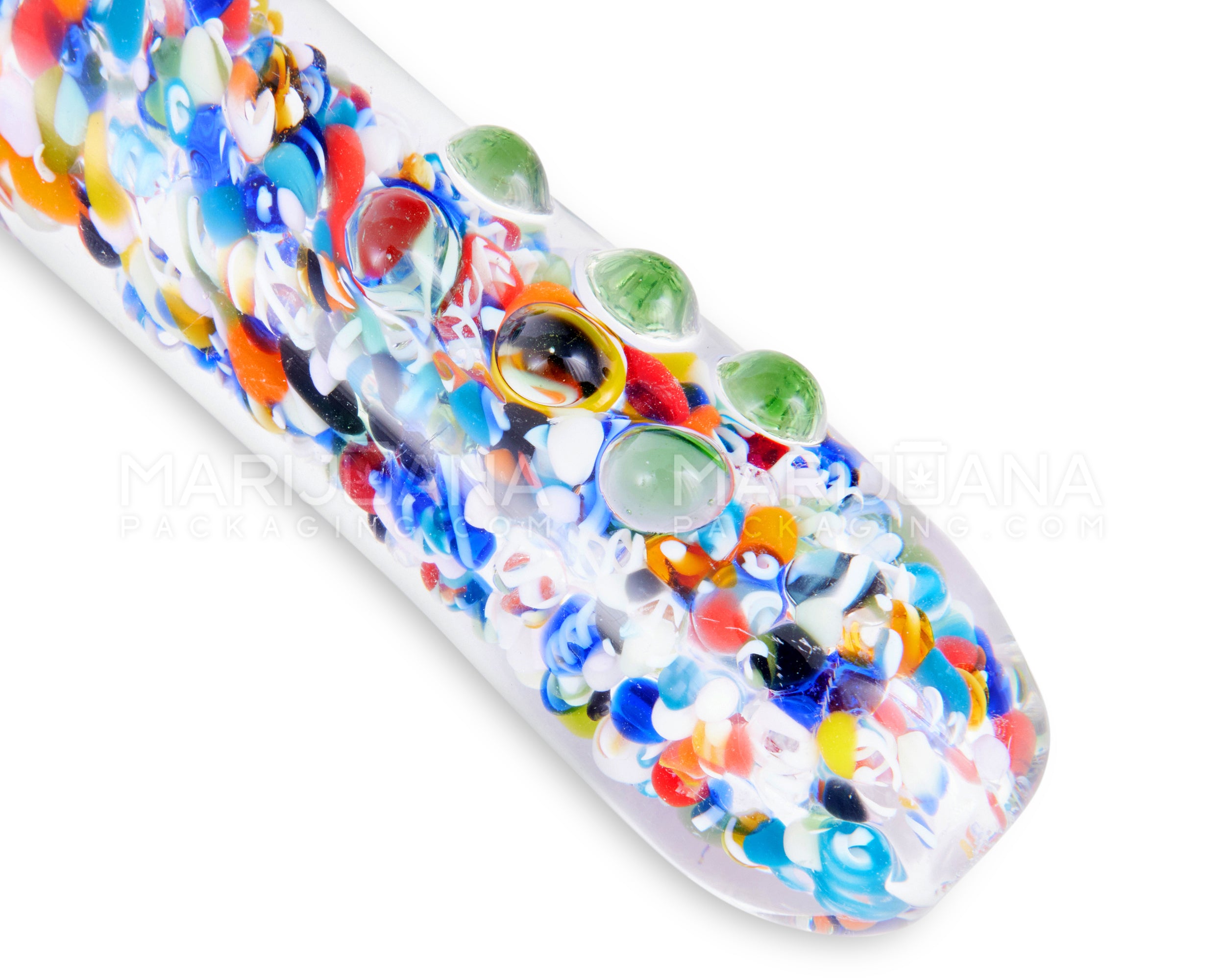 Frit & Dichro Spoon Hand Pipe w/ Multi Knockers | 4.5in Long - Glass - Assorted - 3