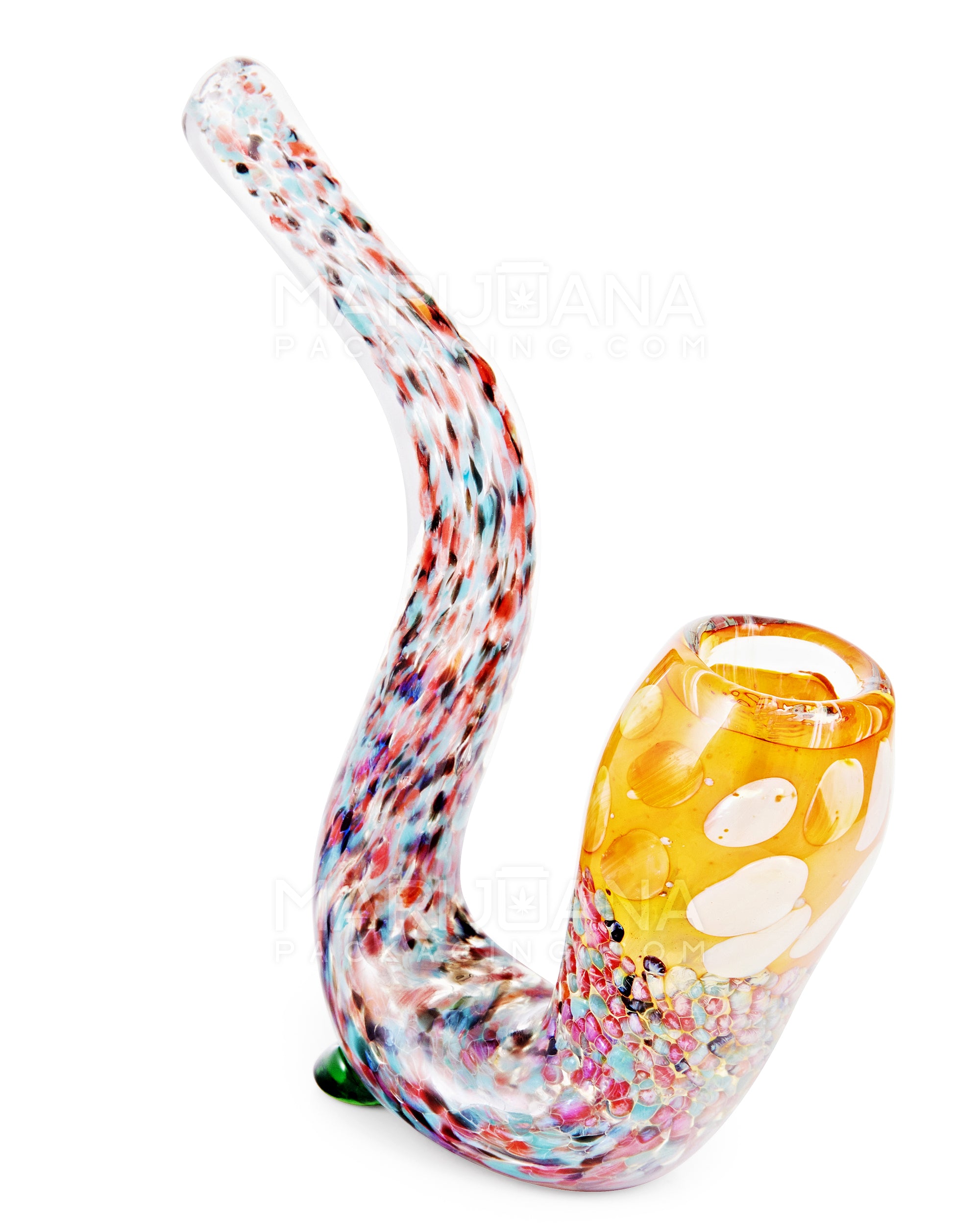 Frit & Bubble Trap Sherlock Hand Pipe | 5in Long - Glass - Assorted - 1