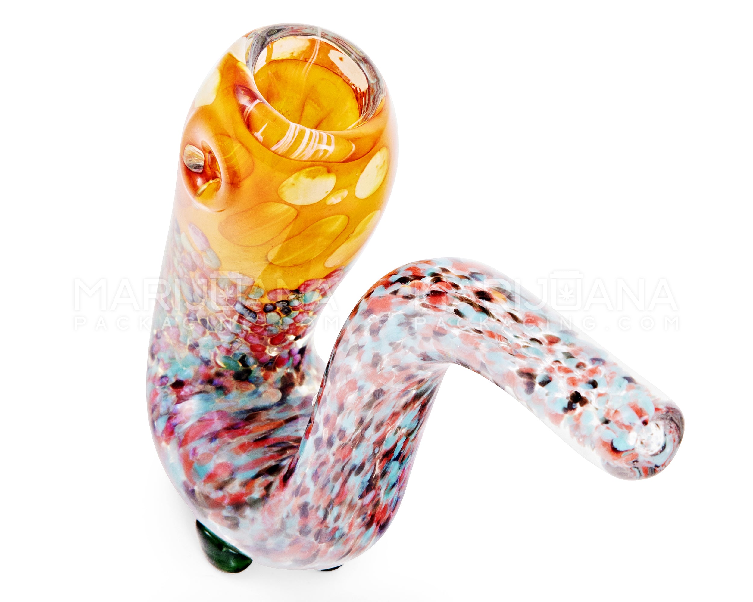 Frit & Bubble Trap Sherlock Hand Pipe | 5in Long - Glass - Assorted - 2