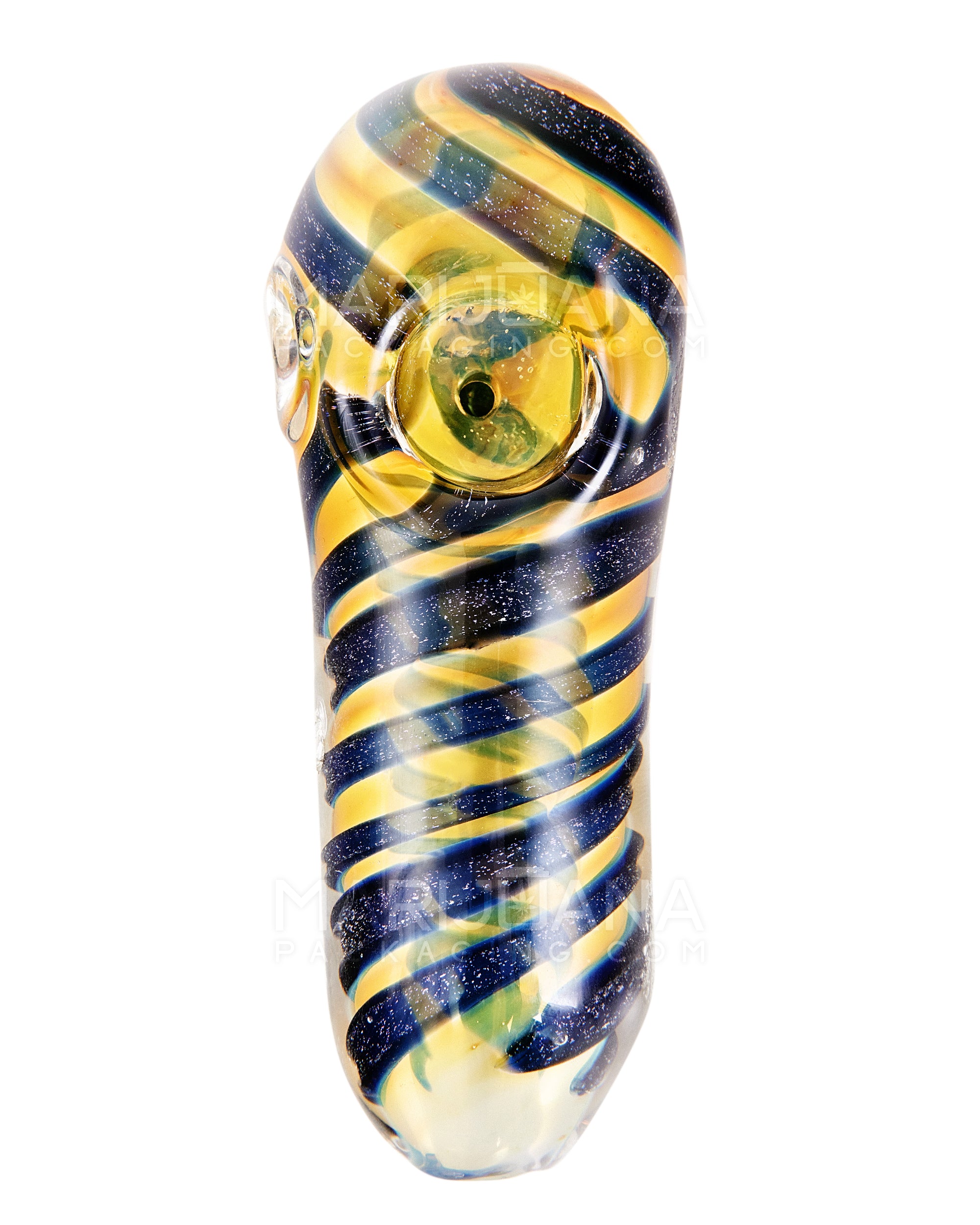 Dichro & Fumed Spoon Hand Pipe | 4.25in Long - Glass - Gold - 2