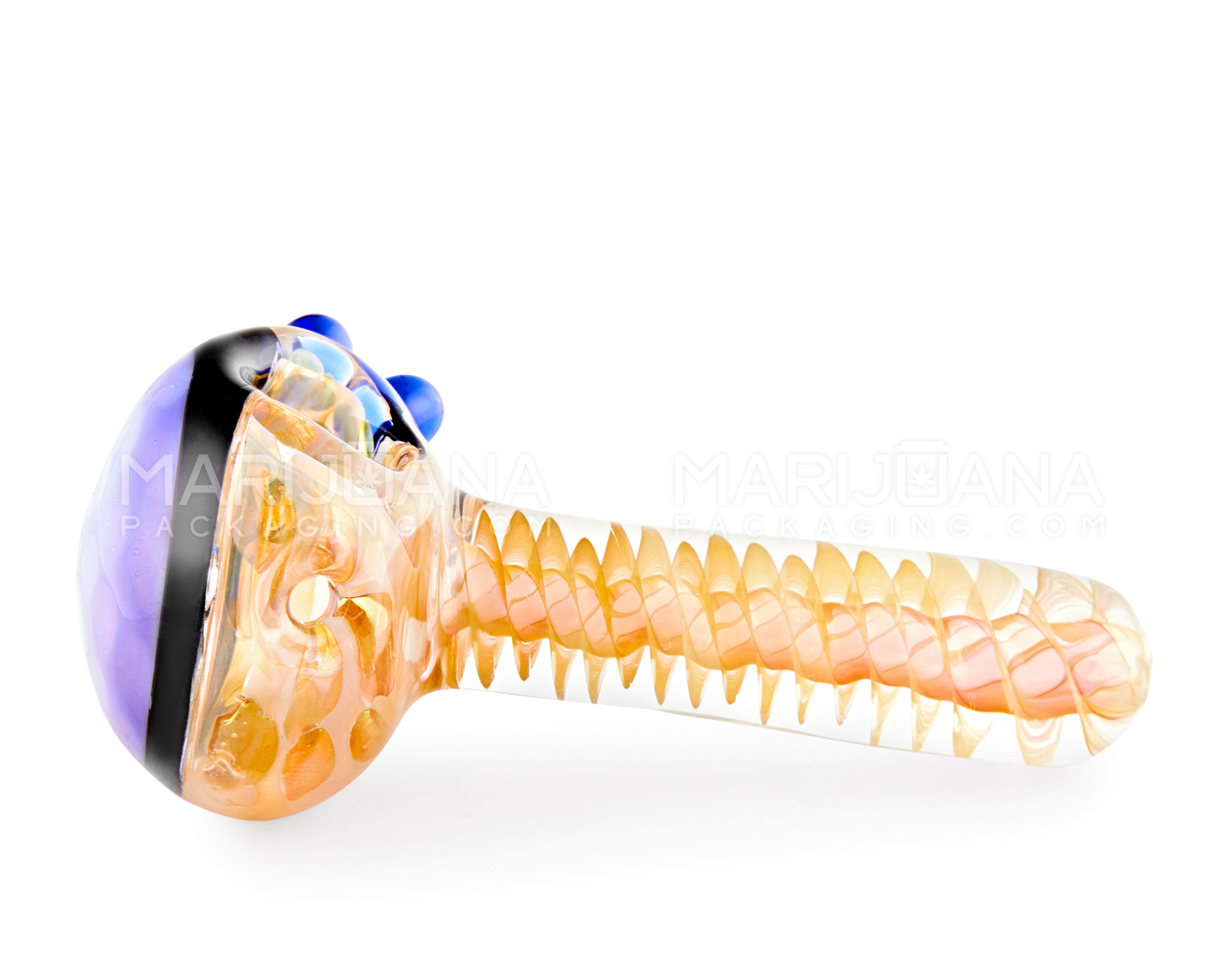 Spiral & Fumed Spoon Galaxy Hand Pipe | 4.5in Long - Glass - Green
