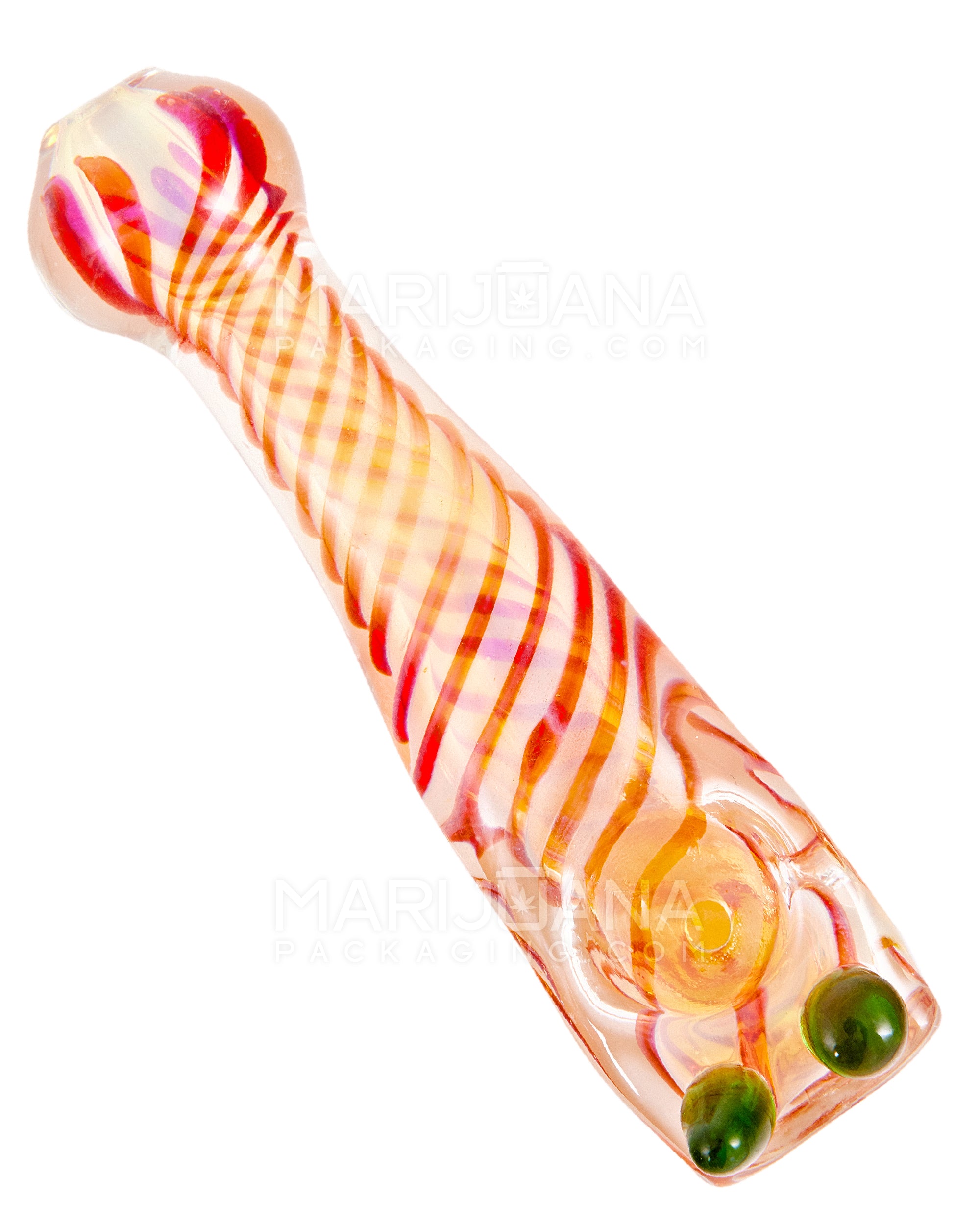Spiral & Fumed Baseball Bat Hand Pipe w/ Double Knockers | 4.5in Long - Glass - Assorted - 1