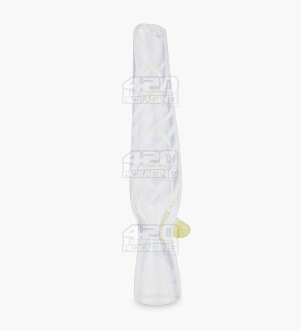 Spiral Chillum Hand Pipe w/ Knocker | 3.75in Long - Glass - Assorted - 5