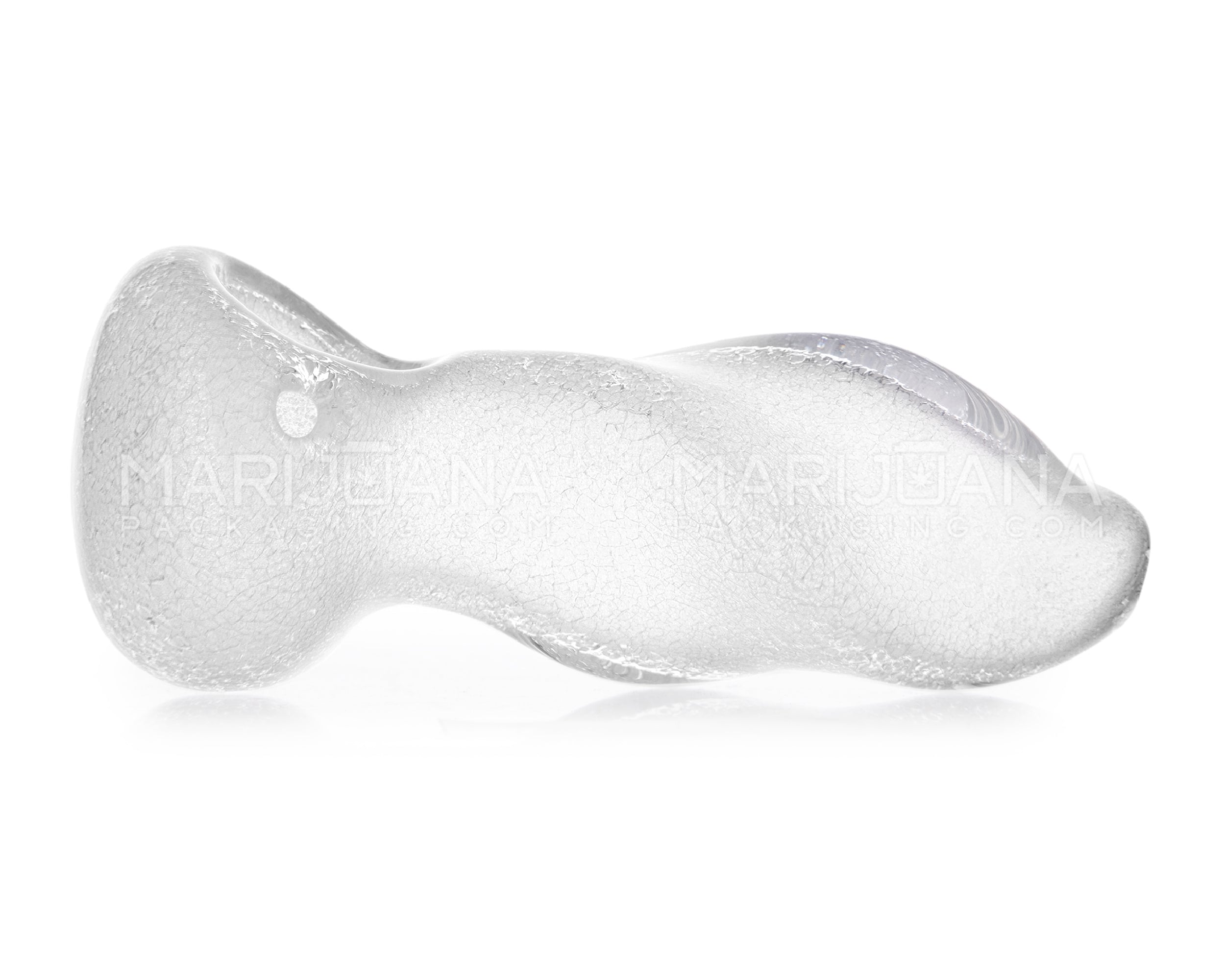 Glow-in-the-Dark | Twisted Spoon Hand Pipe | 3.5in Long - Glass - White - 3
