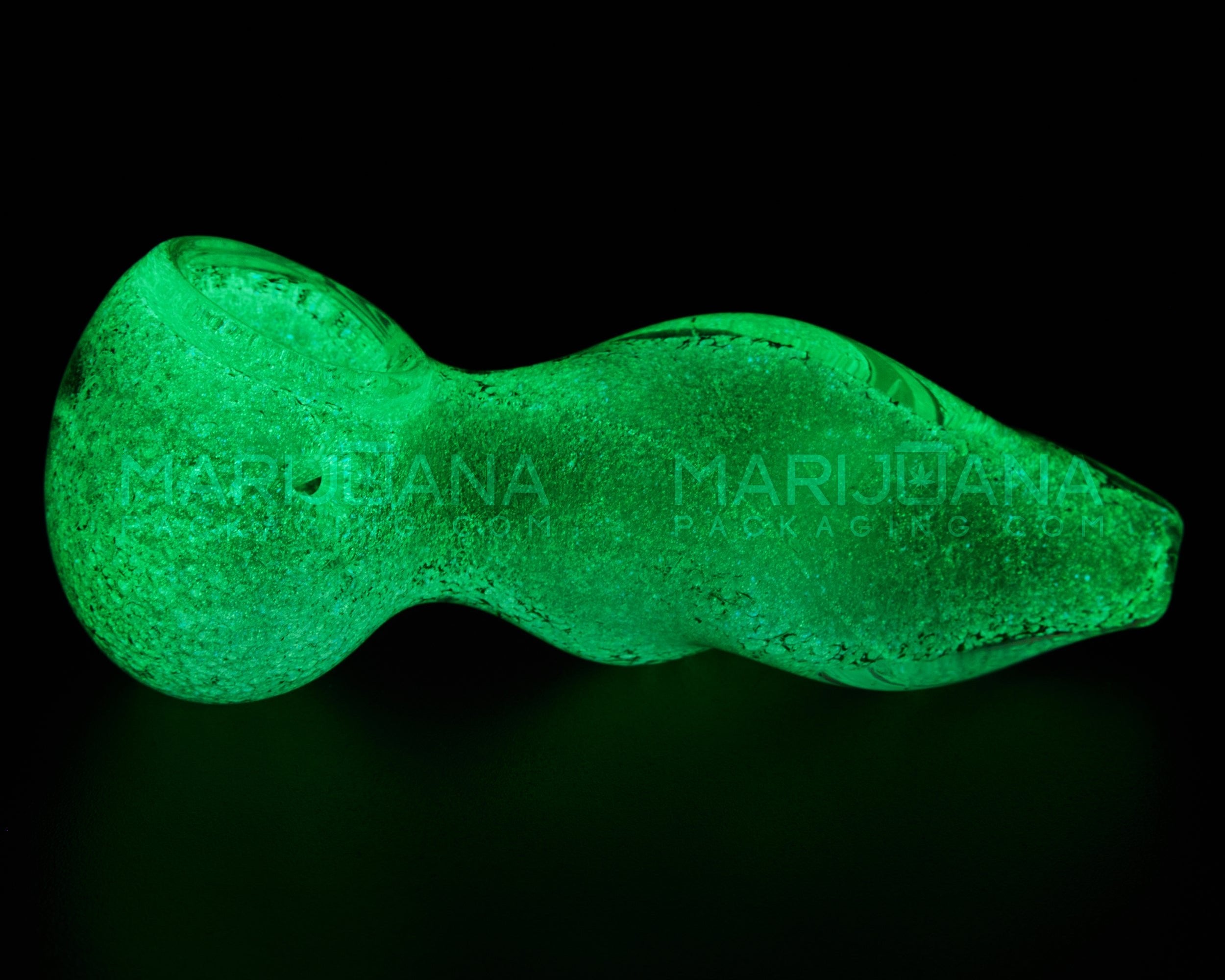 Glow-in-the-Dark | Twisted Spoon Hand Pipe | 3.5in Long - Glass - White - 4
