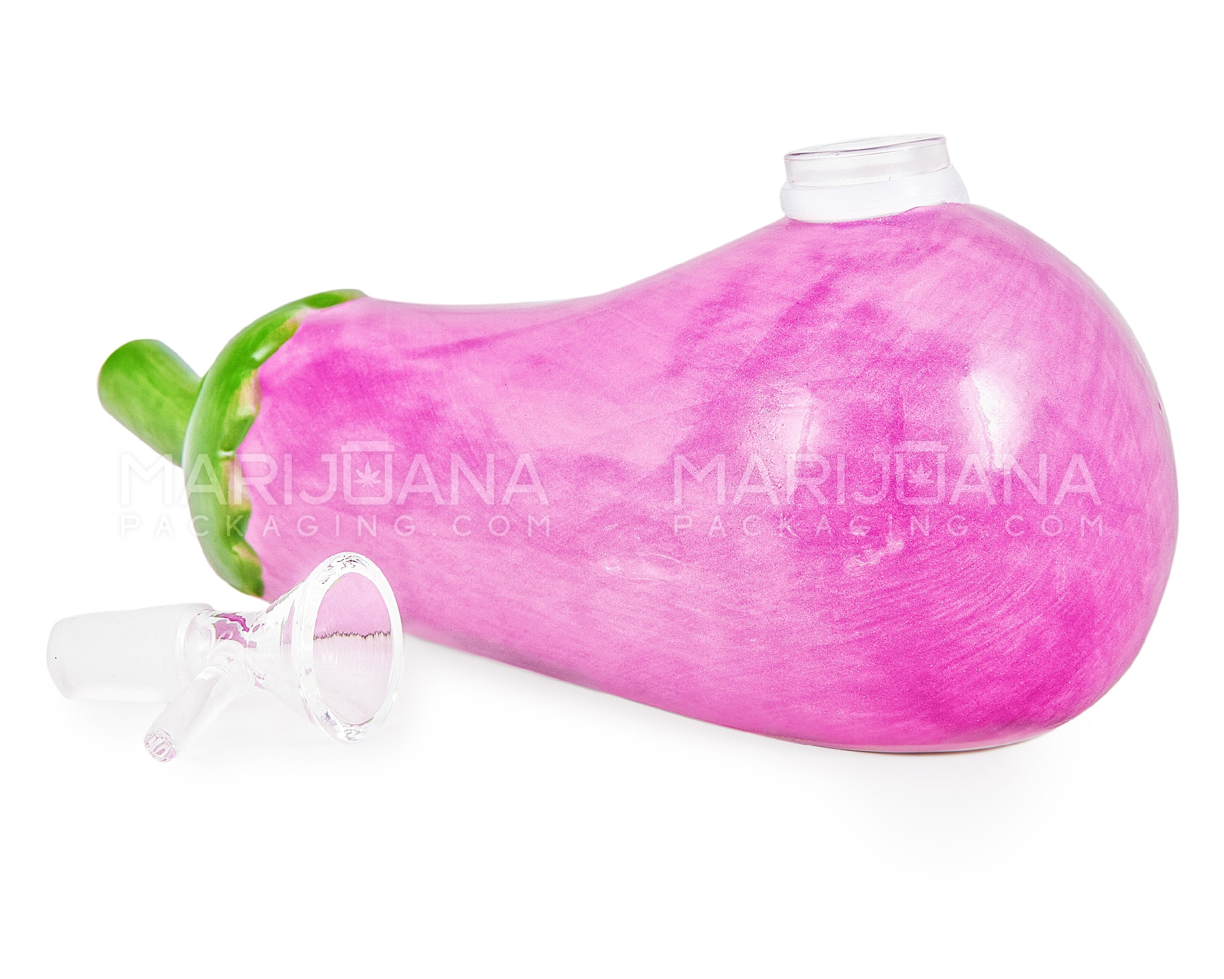 Eggplant Painted Ceramic Pipe | 8.5in Long - 14mm Bowl - Purple - 4