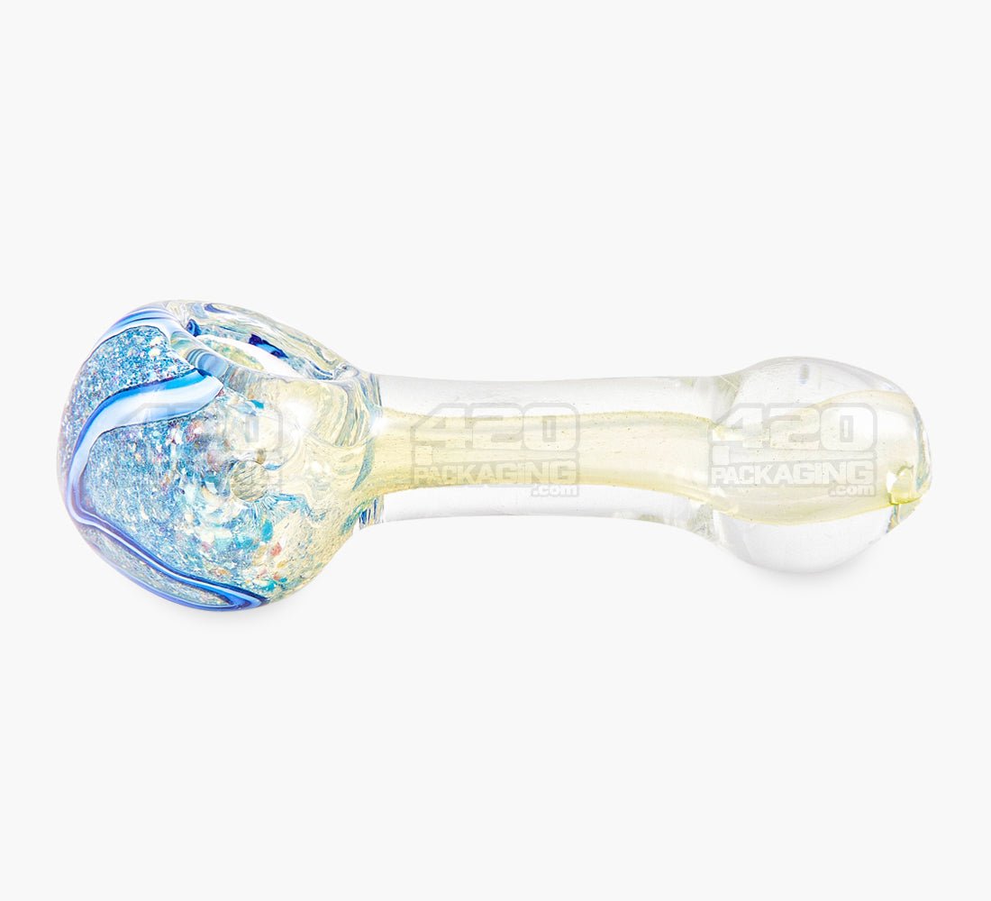 Frit & Fumed Spoon Hand Pipe w/ Swirls | 3.5in Long - Glass - Assorted - 2