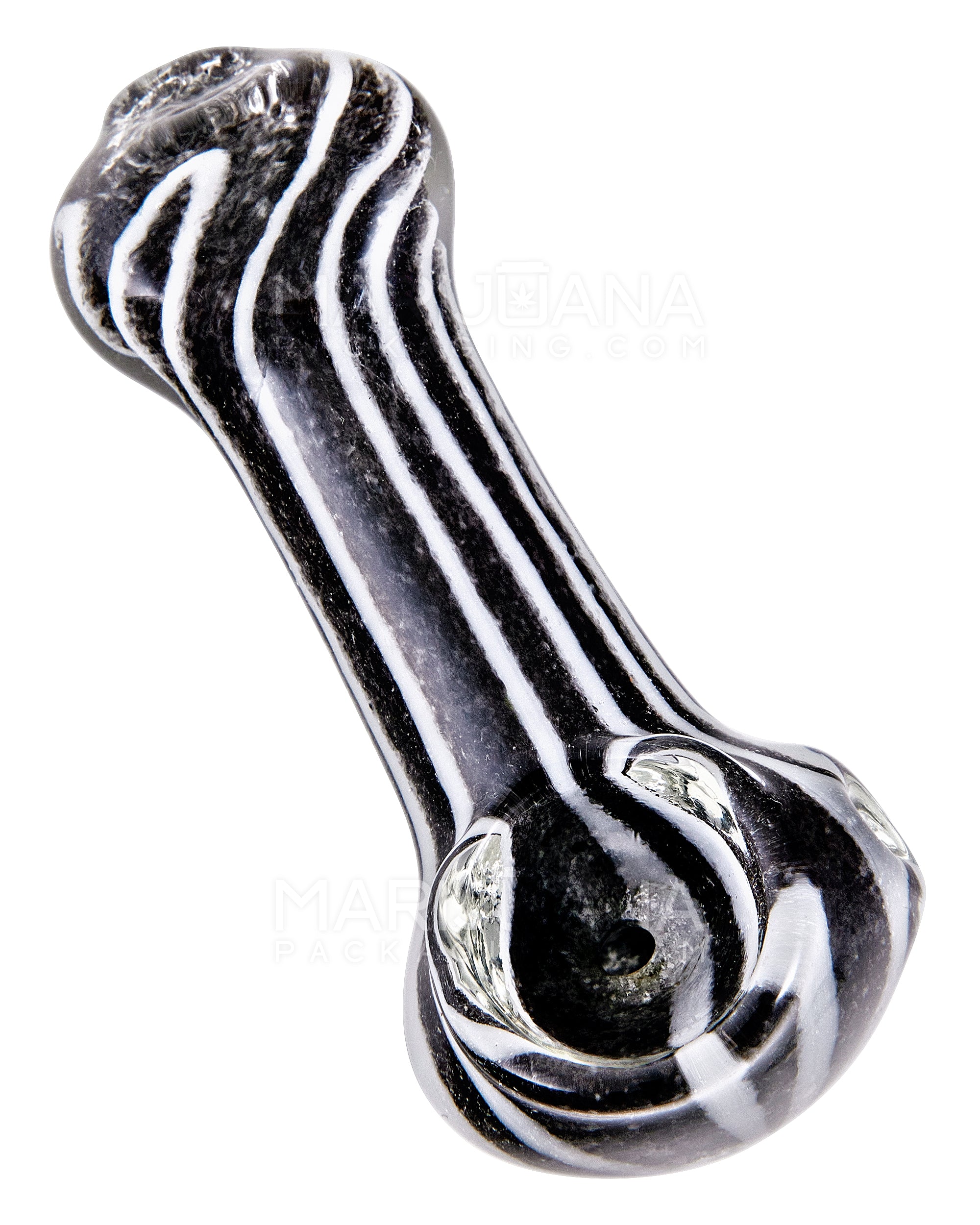 Striped & Frit Spoon Hand Pipe | 3.5in Long - Glass - Assorted - 6
