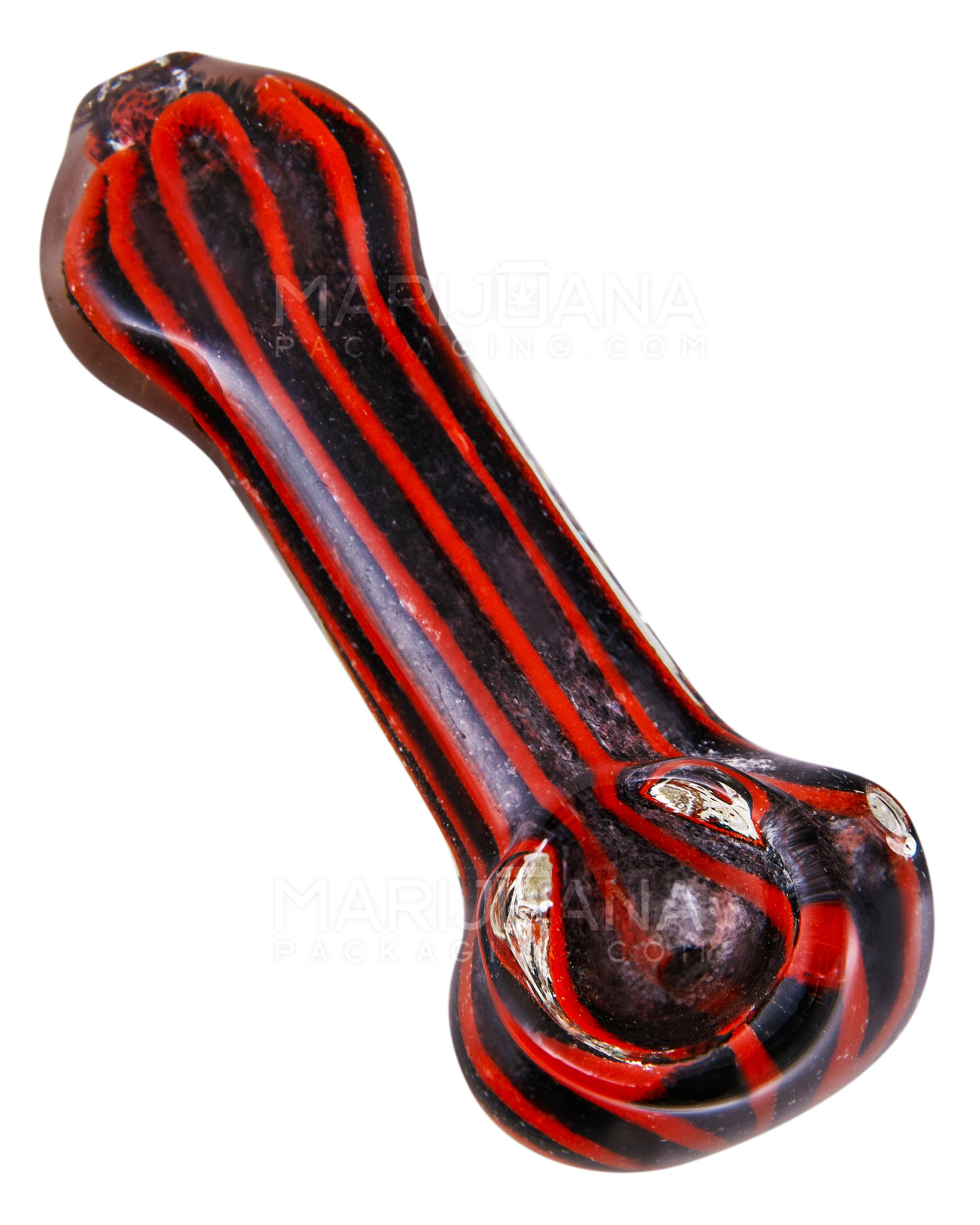 Striped & Frit Spoon Hand Pipe | 3.5in Long - Glass - Assorted - 1
