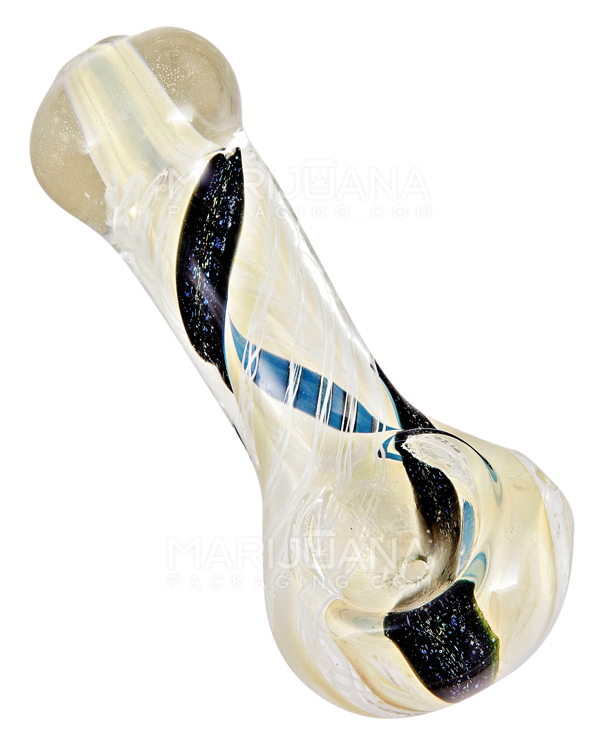 Dichro & Spiral Spoon Hand Pipe w/ Ribboning | 3.5in Long - Glass - Assorted - 6