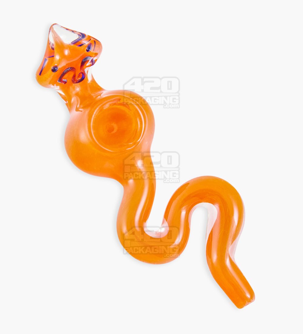 Frit Snake Hand Pipe w/ Swirls | 5in Long - Glass - Assorted - 1