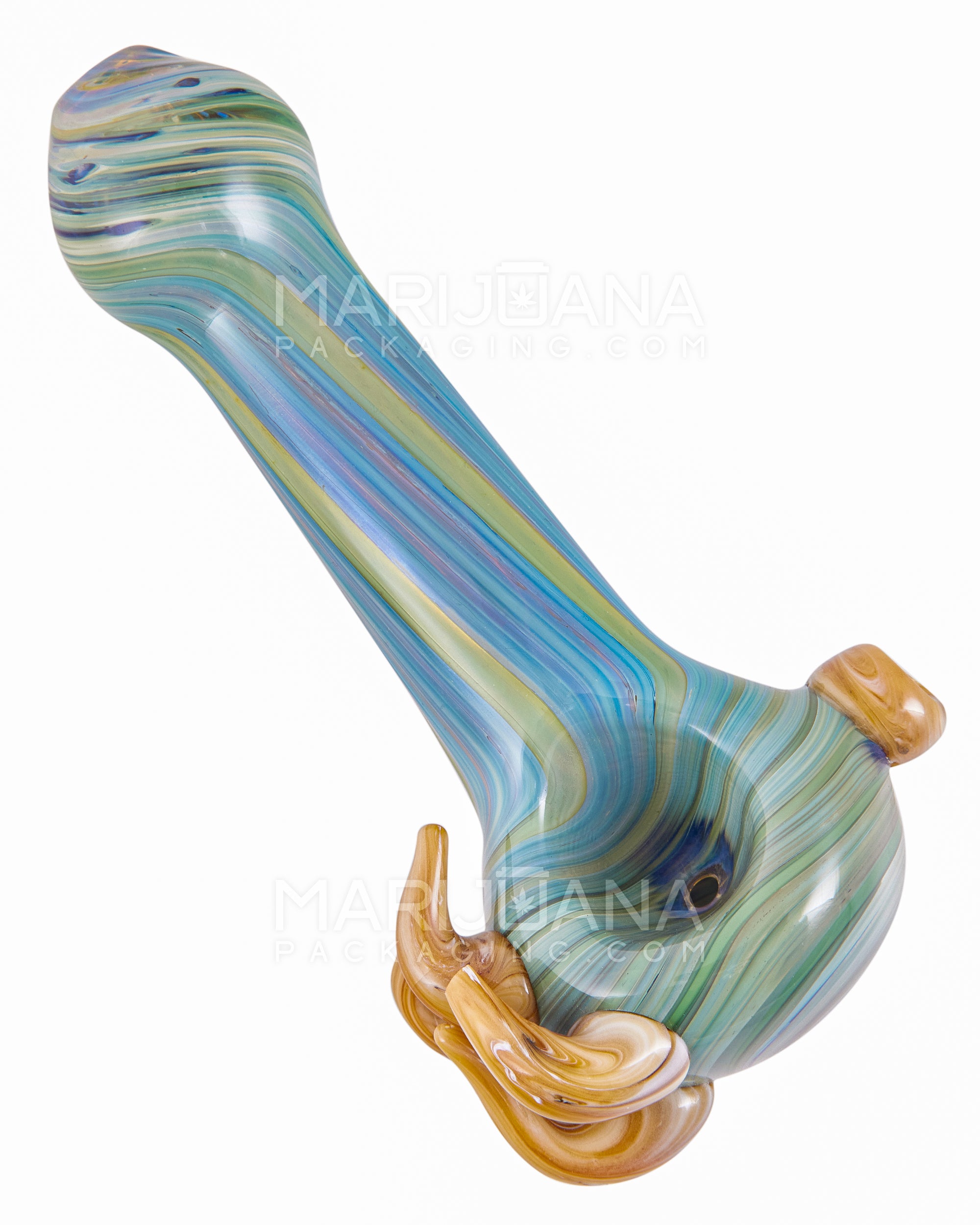 Color Pull Spoon Hand Pipe w/ Multi Horns | 5in Long - Glass - Assorted - 1