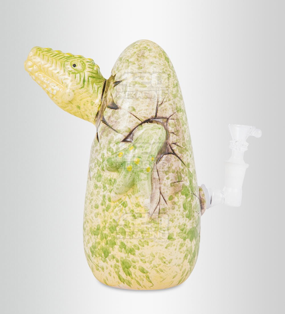Dinosaur Raptor Egg Ceramic Pipe | 8.5in Tall - 14mm Bowl - Green - 1