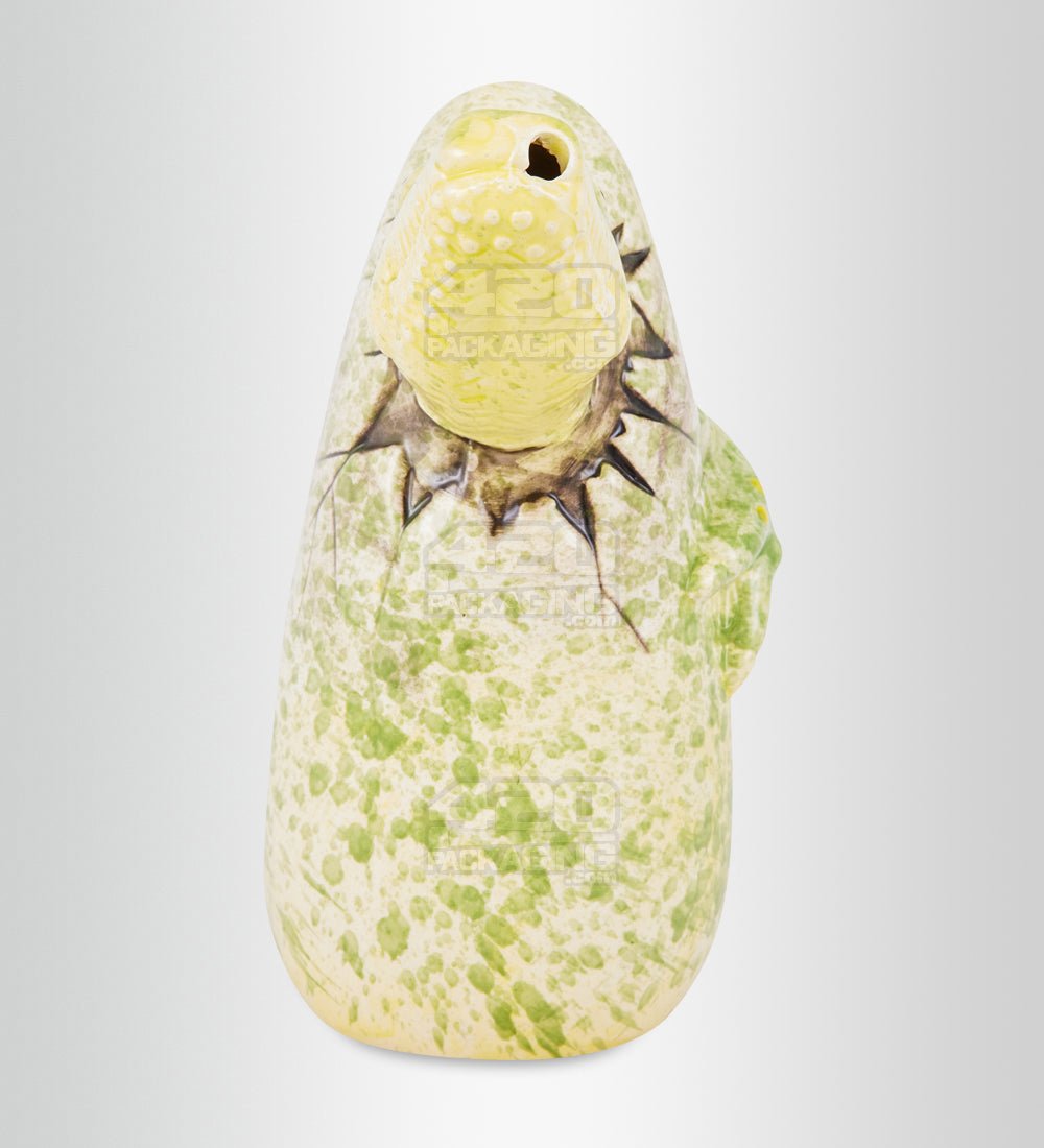 Dinosaur Raptor Egg Ceramic Pipe | 8.5in Tall - 14mm Bowl - Green - 5