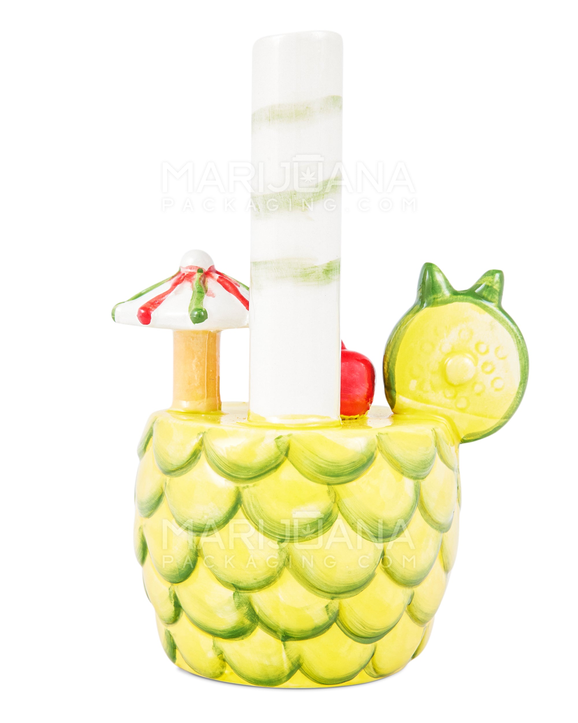 Pina Colada Pineapple Cocktail Ceramic Pipe w/ Built in Bowl | 7in Tall - 14mm Bowl - Mixed - 3