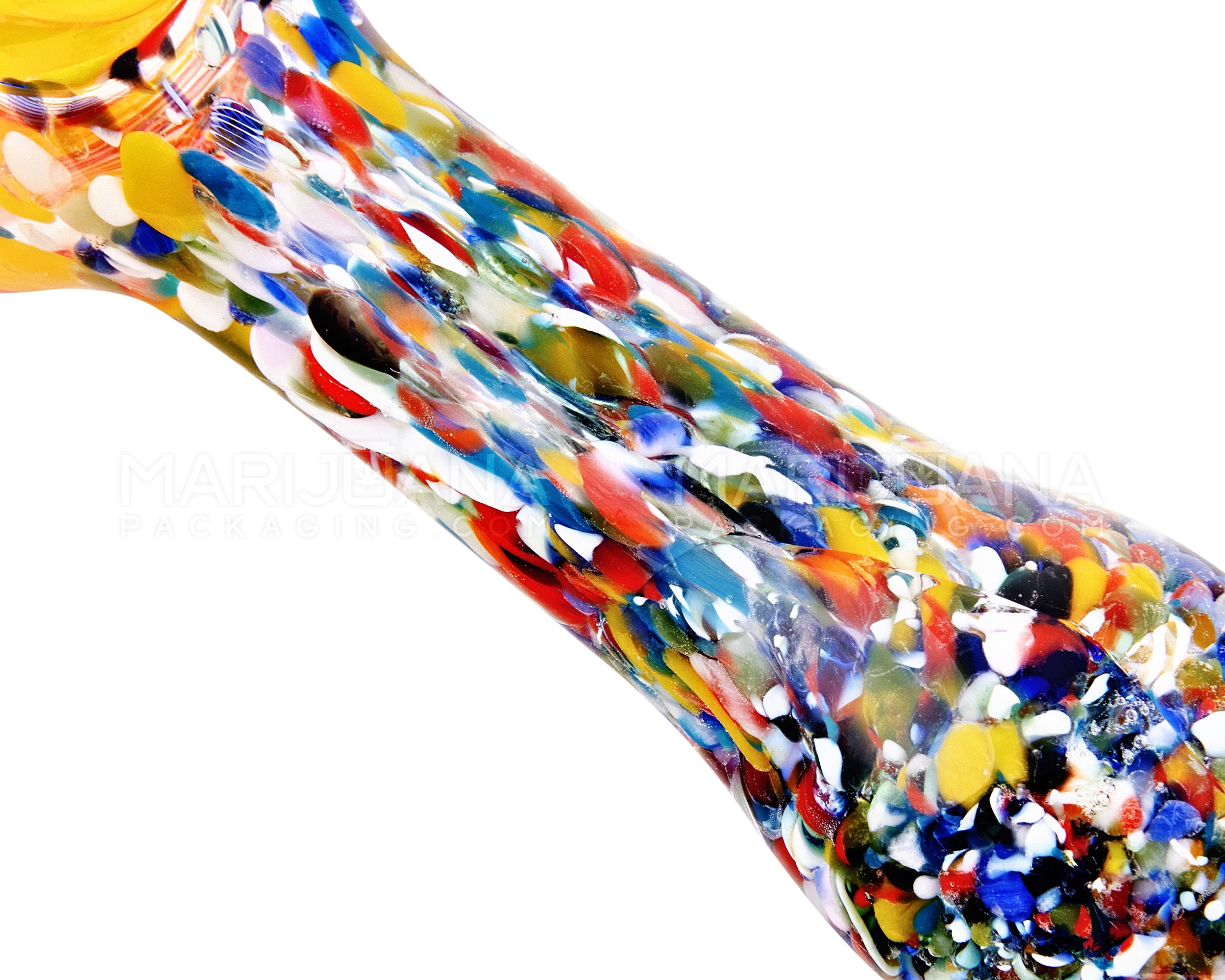 Confetti Frit & Swirl Spoon Hand Pipe w/ Triple Knockers | 4.5in Long - Glass - Assorted - 3