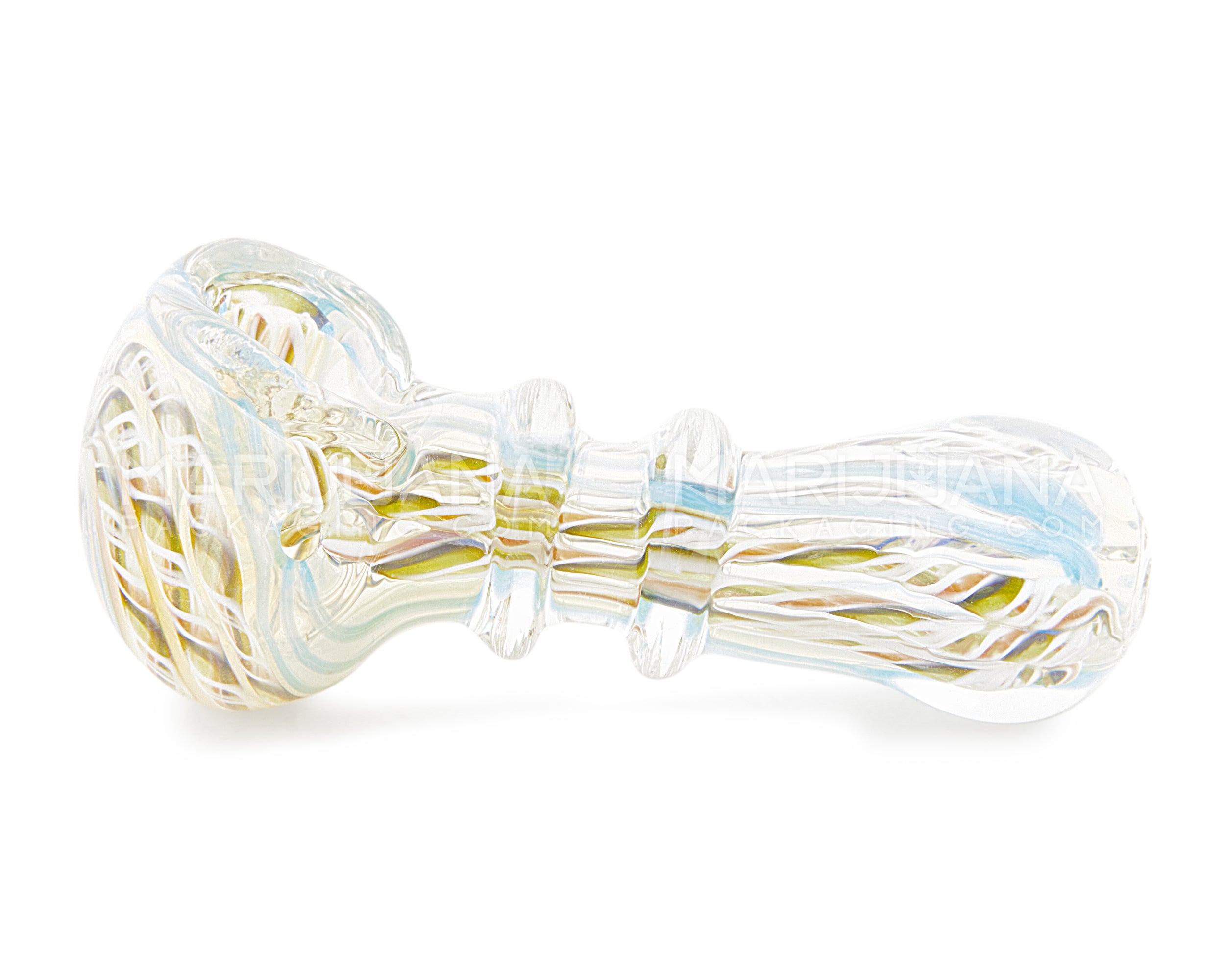 Ribboned Ringed Peanut Spoon Hand Pipe | 3in Long - Glass - Assorted