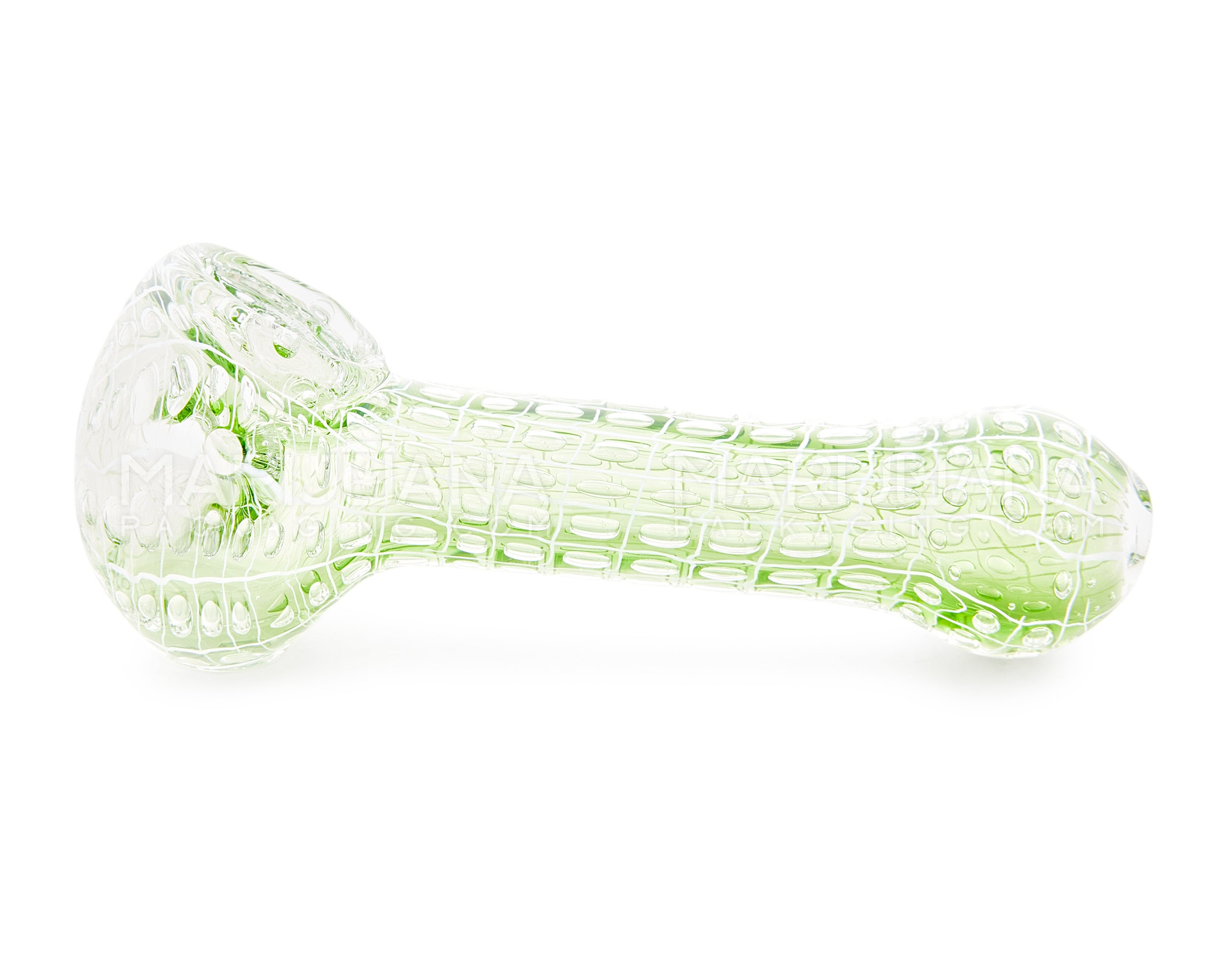 Striped Web Bubble Trap Spoon Hand Pipe | 4.5in Long - Glass - Assorted - 5