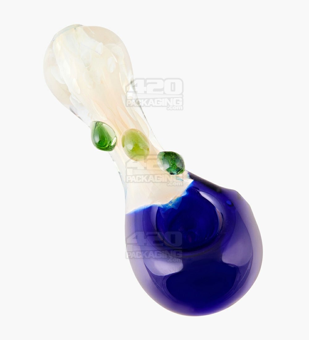 Color Pull & Multi Fumed Spoon Hand Pipe w/ Triple Knockers | 4.5in Long - Glass - Assorted - 1