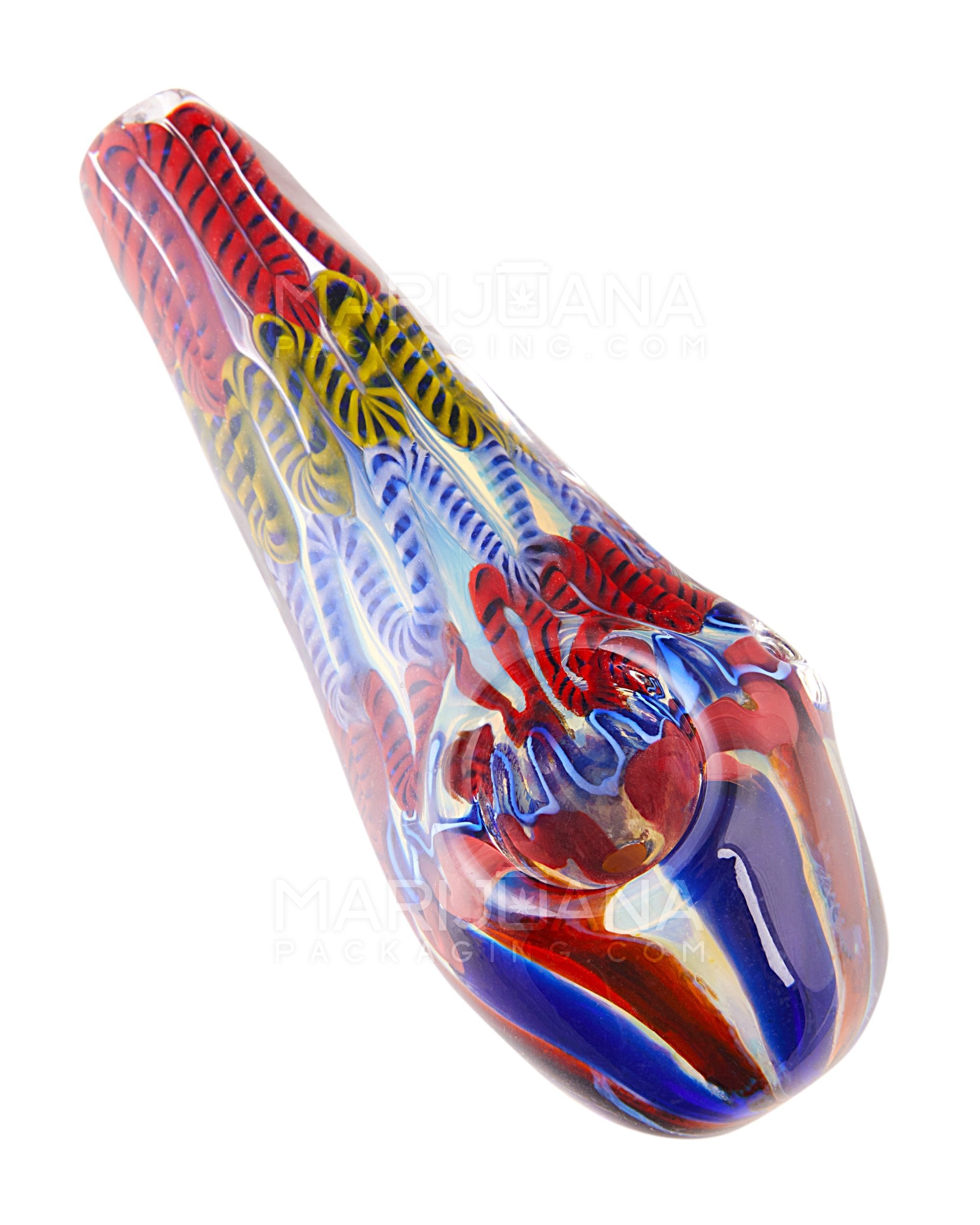 Swirl & Fumed Spoon Hand Pipe w/ Ribboning | 4.5in Long - Glass - Assorted - 6