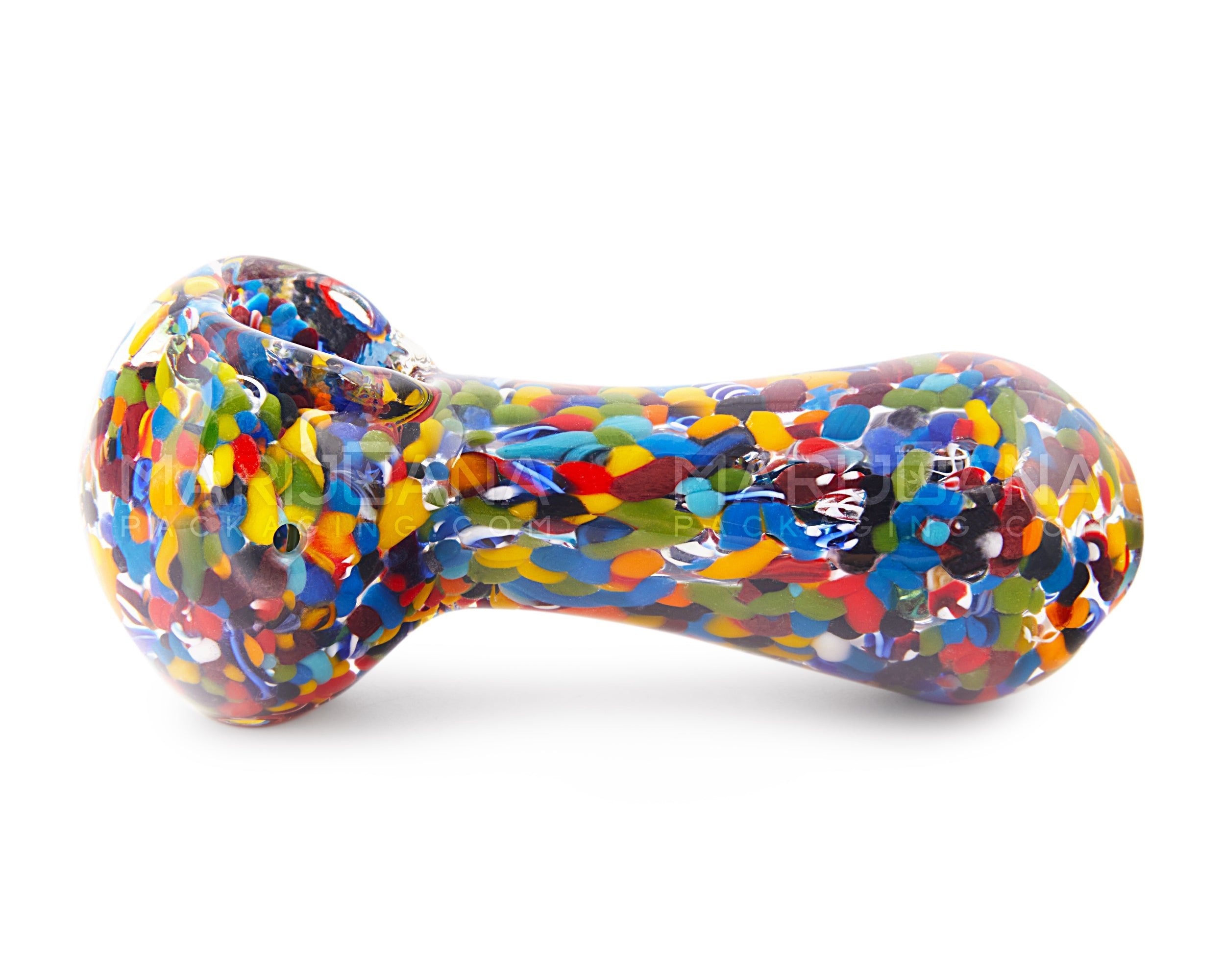 Frit & Dichro Rainbow Spoon Hand Pipe | 4in Long - Glass - Assorted - 4