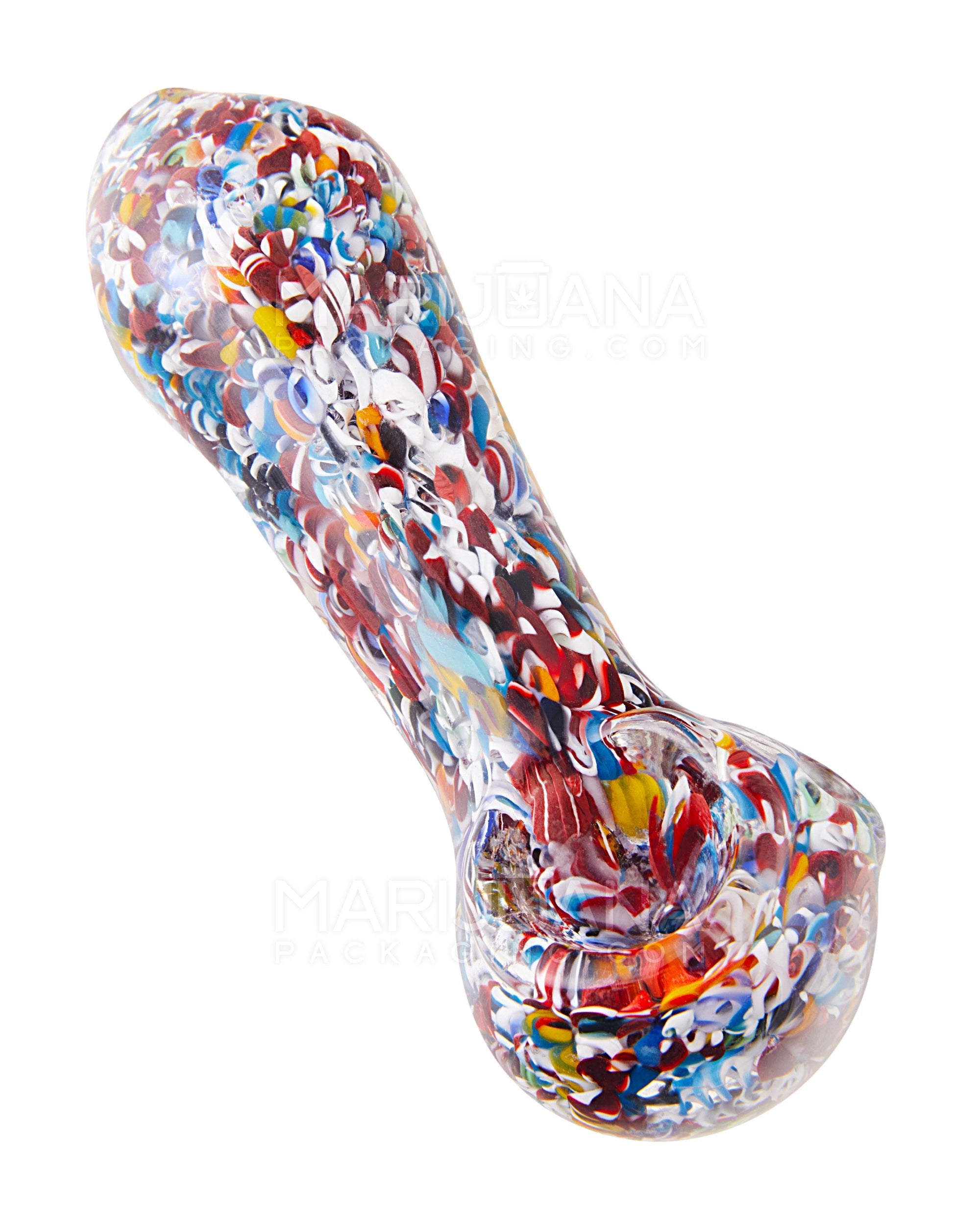Frit & Dichro Rainbow Spoon Hand Pipe | 4in Long - Glass - Assorted - 6