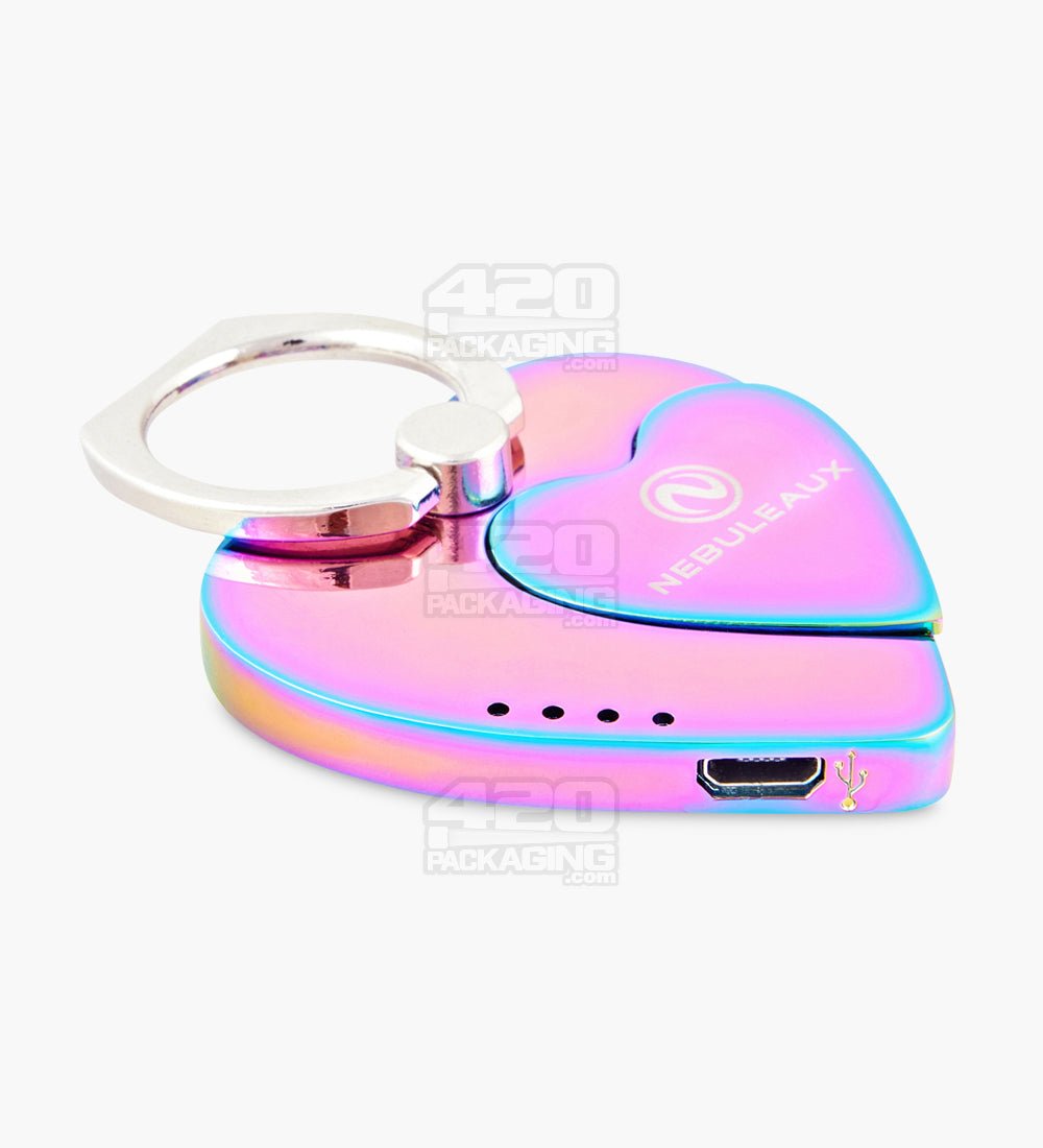 Nebuleaux Rainbow USB Rechargeable Metal Flameless LED Heart Lighter w/ Cellphone Stand - 3