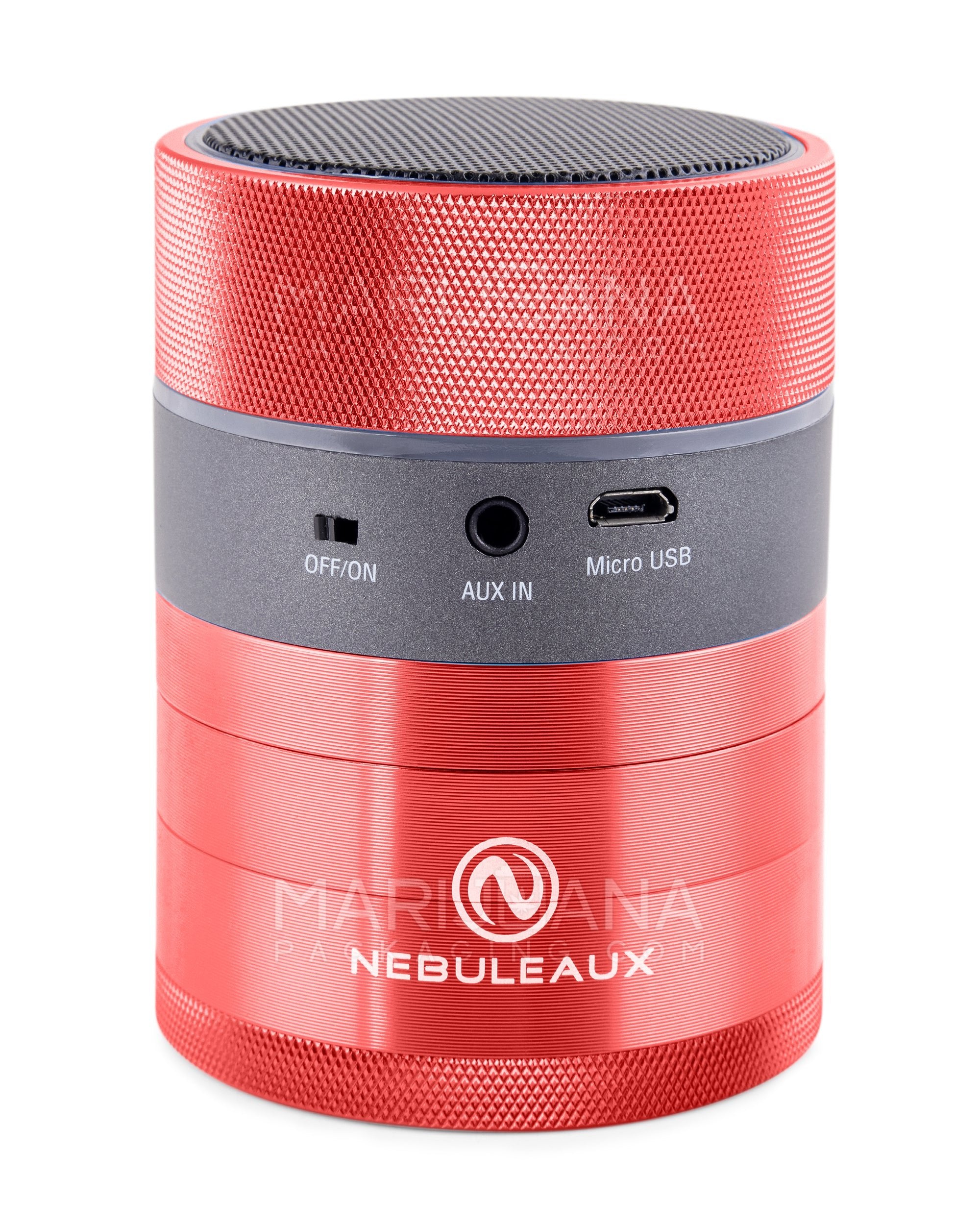 NEBULEAUX | LED Herb Grinder w/ Built-In Wireless Bluetooth Speakers | 4 Piece - 62mm - Red - 1