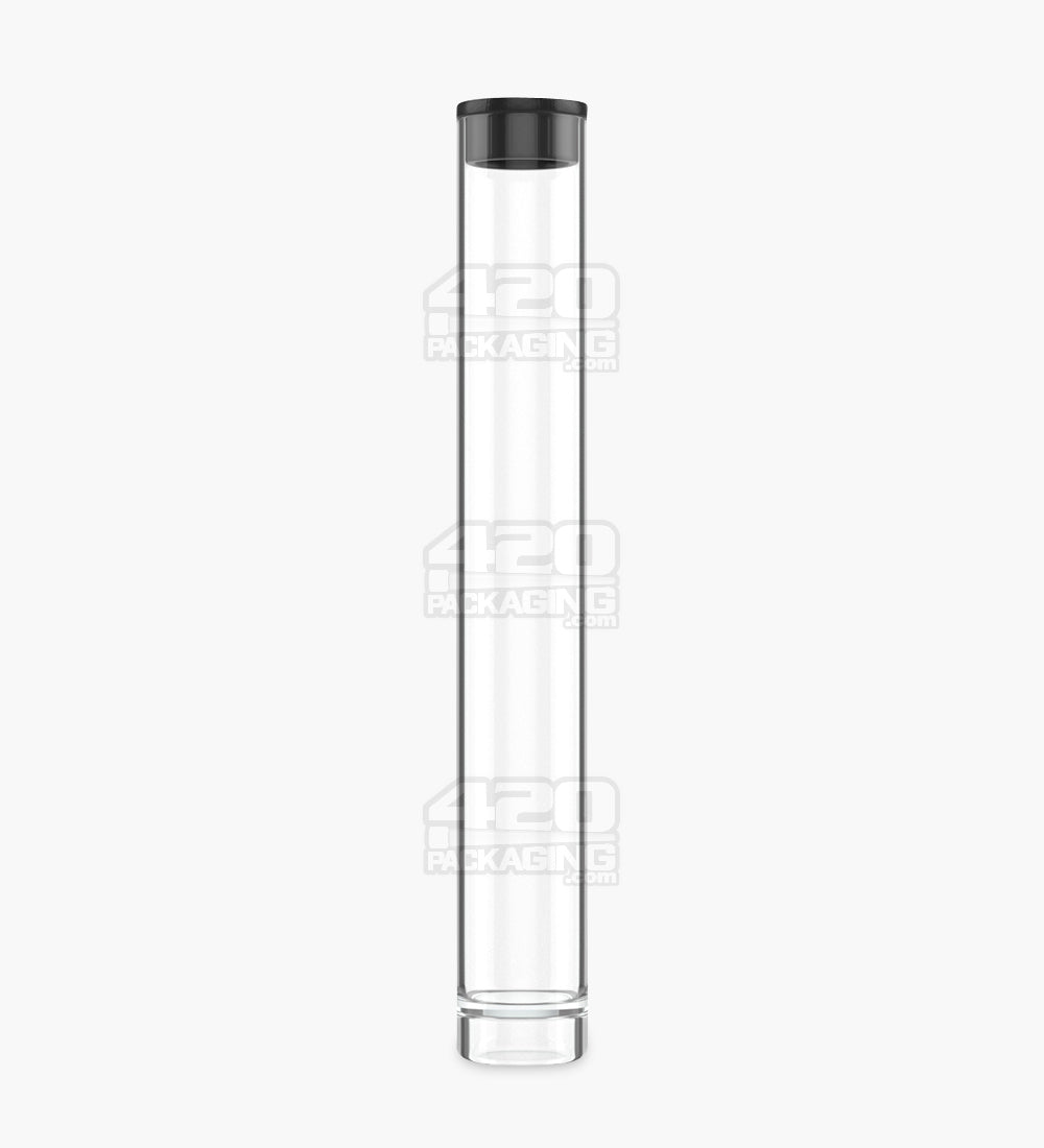 Buttonless Vape Cartridge Tube w/ Black Cap | 86mm - Clear Plastic - 500 Count