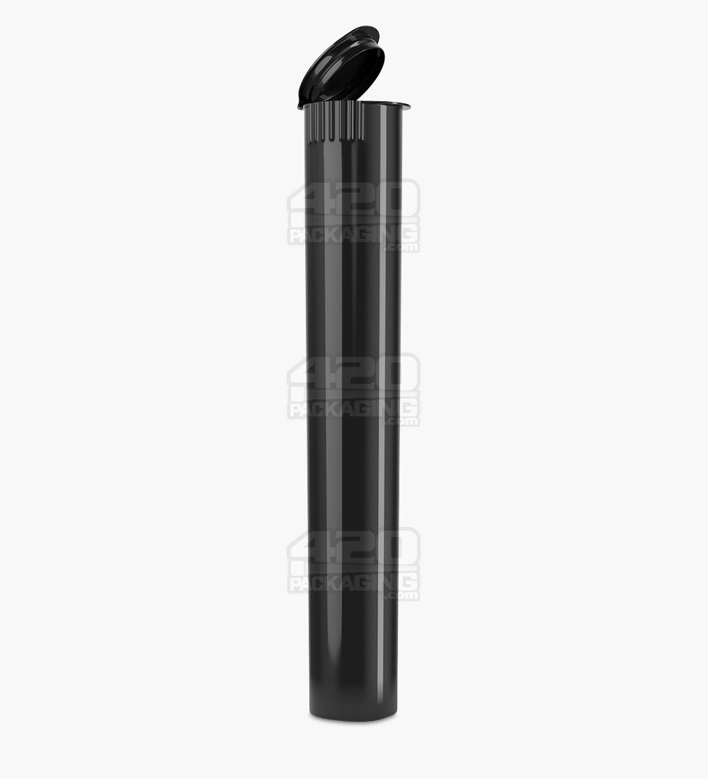 Child Resistant | King Size Pop Top Opaque Plastic PCR Pre-Roll Tubes (Open) | 116mm - Black - 1000 Count