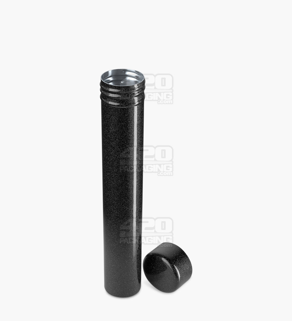 Child Resistant | King Size Push Down and Turn Screw On Opaque Aluminum Metal Pre-Roll Tubes | 110mm - Black - 250 Count