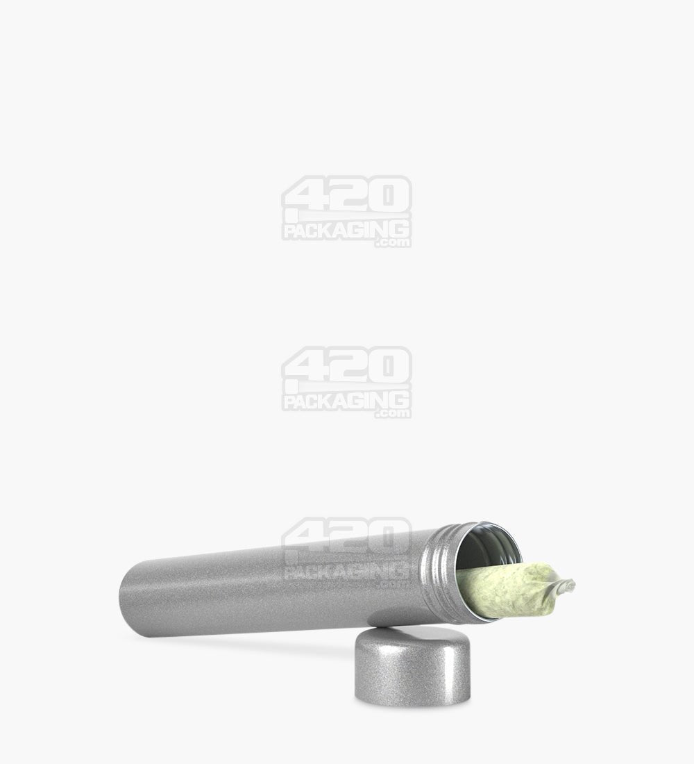 110mm Silver Opaque Child Resistant Pop Top Metal Pre-Roll Tubes 250/Box - 7