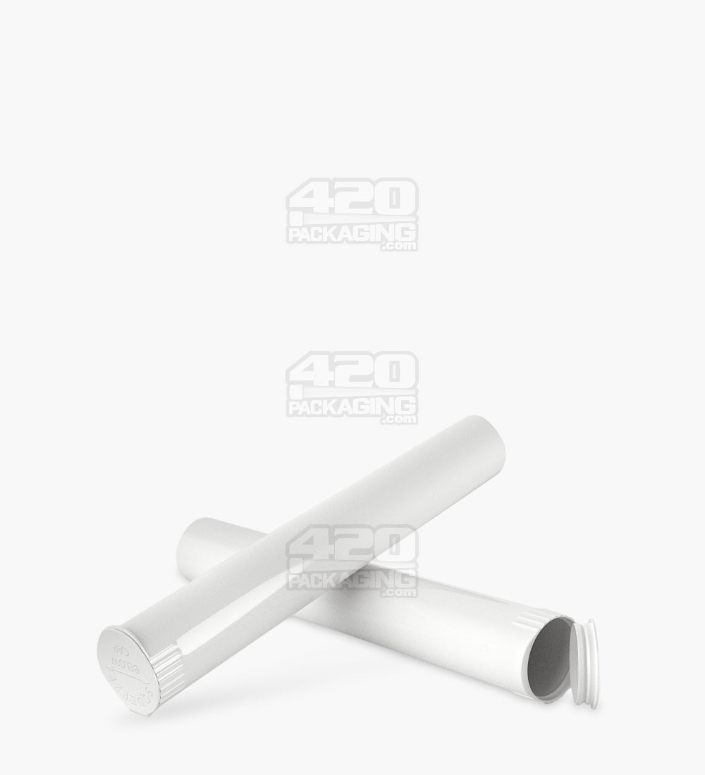 Child Resistant | King Size Pop Top Opaque Plastic PCR Pre-Roll Tubes (Open) | 116mm - White - 1000 Count