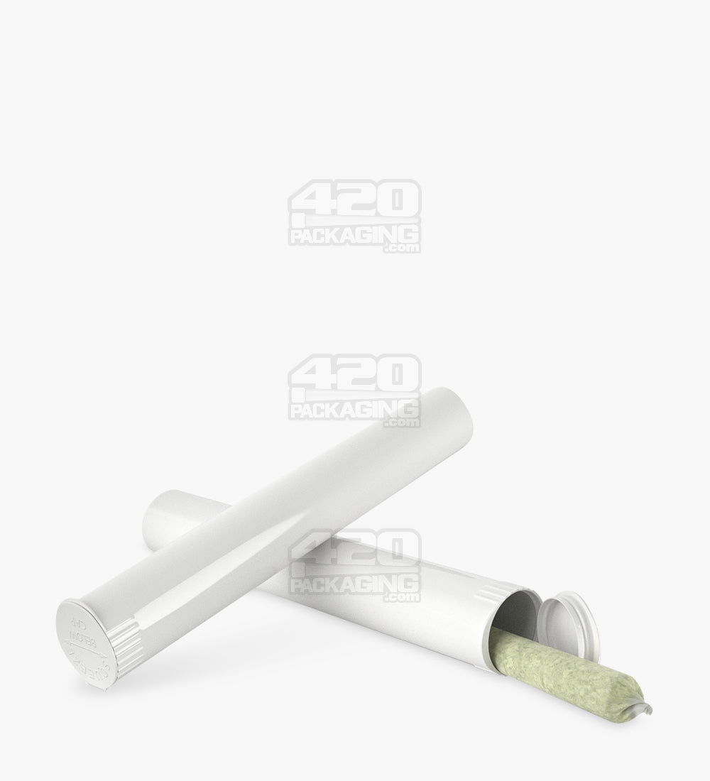 Child Resistant | King Size Pop Top Opaque Plastic PCR Pre-Roll Tubes (Open) | 116mm - White - 1000 Count
