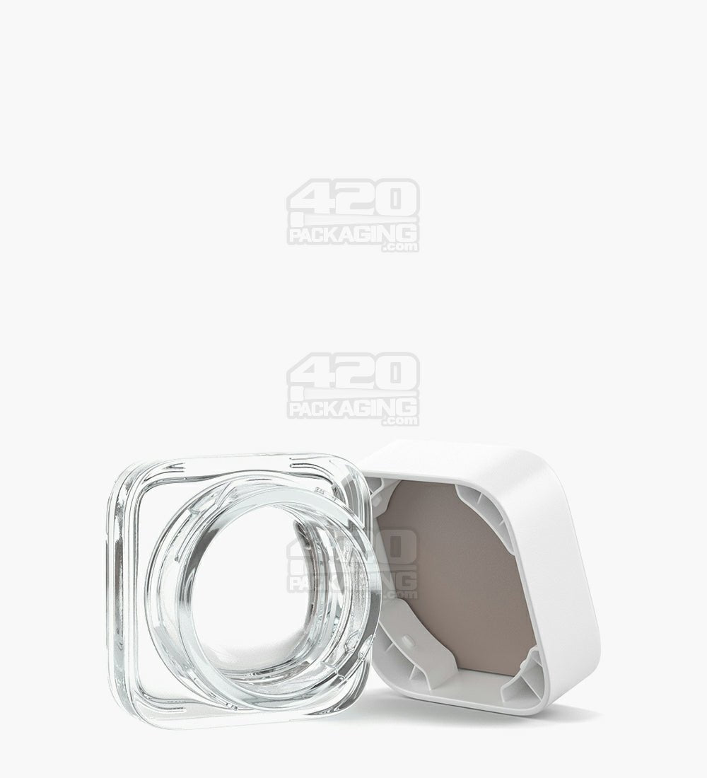 Qube 32mm Clear 5ml Glass Concentrate Jar W/ White Lid 250/Box - 1