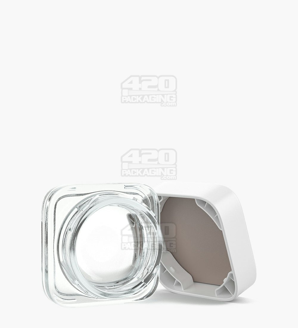 Qube 38mm Clear 9ml Glass Concentrate Jar W/ White Lid 250/Box - 1
