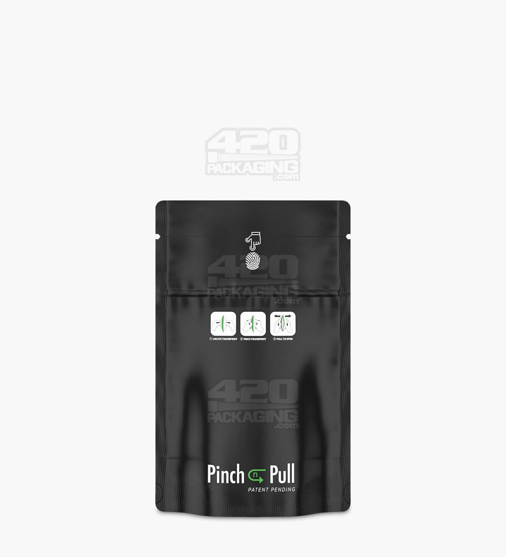 Child Resistant & Tamper Evident | Pinch N Pull Matte Black Mylar Bags | 3.6in x 5.8in - 3.5g - 250 Count