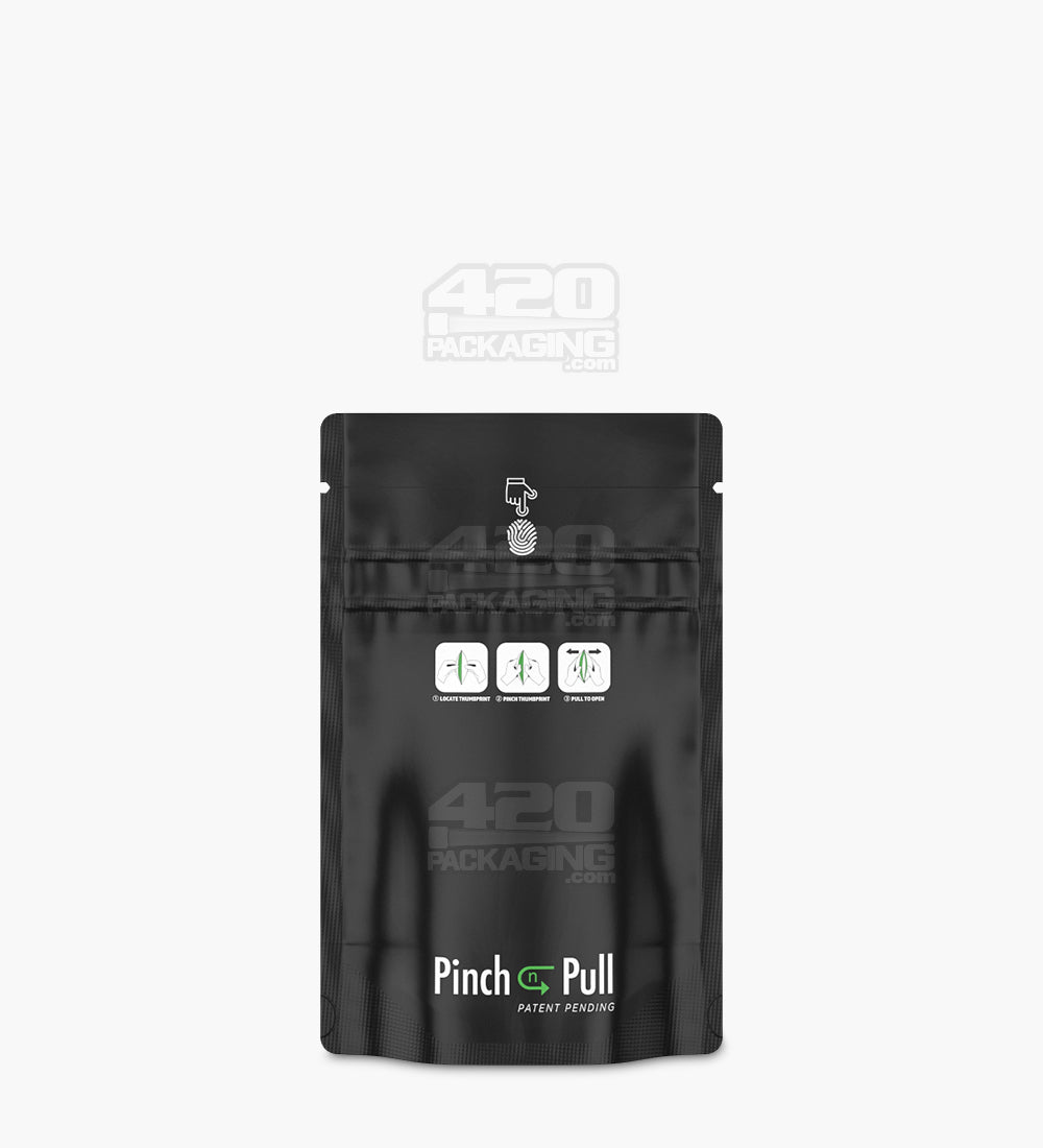 Child Resistant & Tamper Evident | Pinch N Pull Matte Black Mylar Bags | 3.6in x 5.8in - 3.5g - 250 Count
