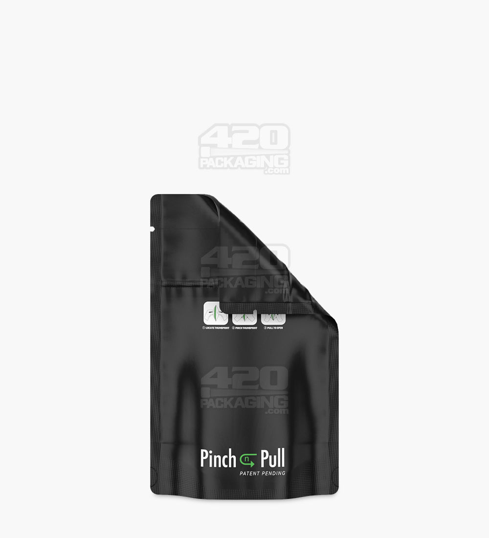 Child Resistant & Tamper Evident | Pinch N Pull Matte Black Mylar Bags | 3.6in x 5.8in - 3.5g - 250 Count