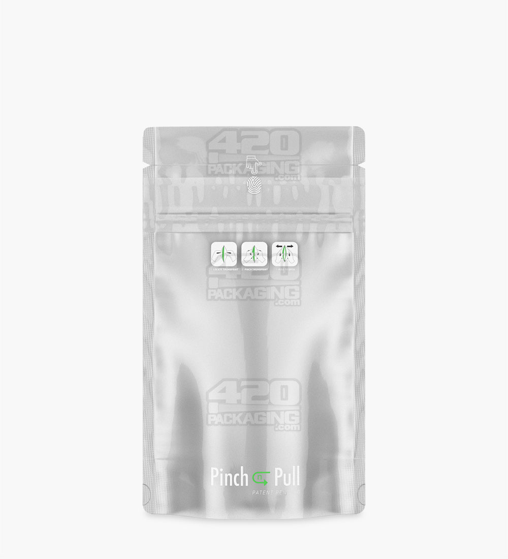 Child Resistant & Tamper Evident | Pinch N Pull Matte Black Vista PCR Mylar Bags | 4in x 7.4in - 7g - 250 Count