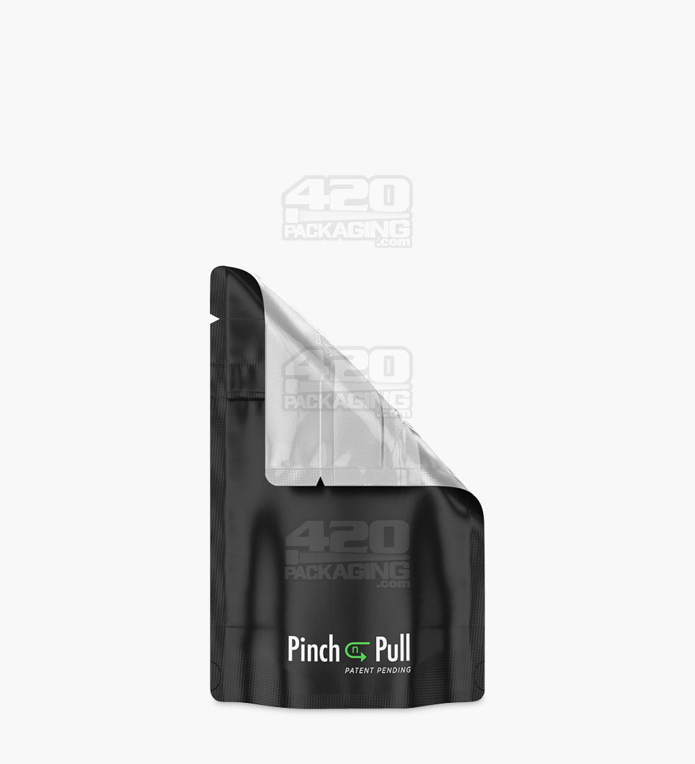 Child Resistant & Tamper Evident | Pinch N Pull Matte Black Vista PCR Mylar Bags | 3.6in x 5.8in - 3.5g - 250 Count