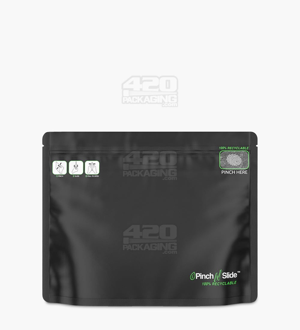 Matte-Black 12" x 9" Recyclable Mylar Pinch N Slide 3.0 Child Resistant & Tamper Evident Bags (28 grams) 250/Box - 1