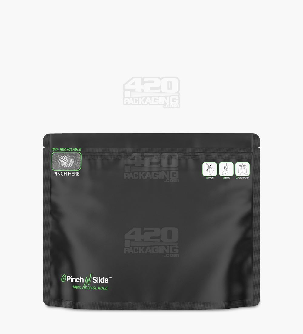 Matte-Black 12" x 9" Recyclable Mylar Pinch N Slide 3.0 Child Resistant & Tamper Evident Bags (28 grams) 250/Box - 2