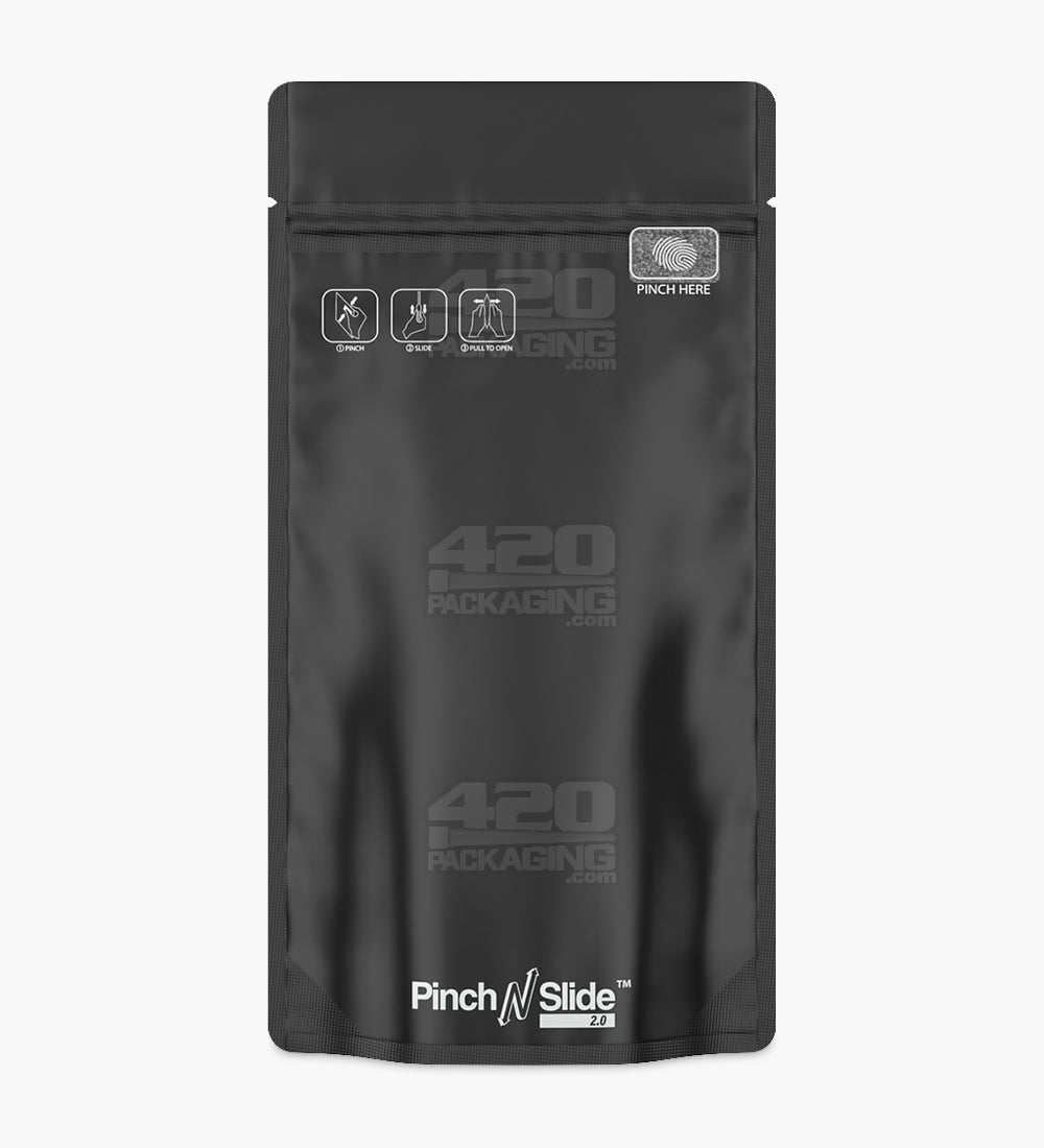 Child Resistant & Tamper Evident | Pinch N Slide 3.0 Matte Black PCR Mylar Bags | 5in x 8.8in - 14g - 250 Count